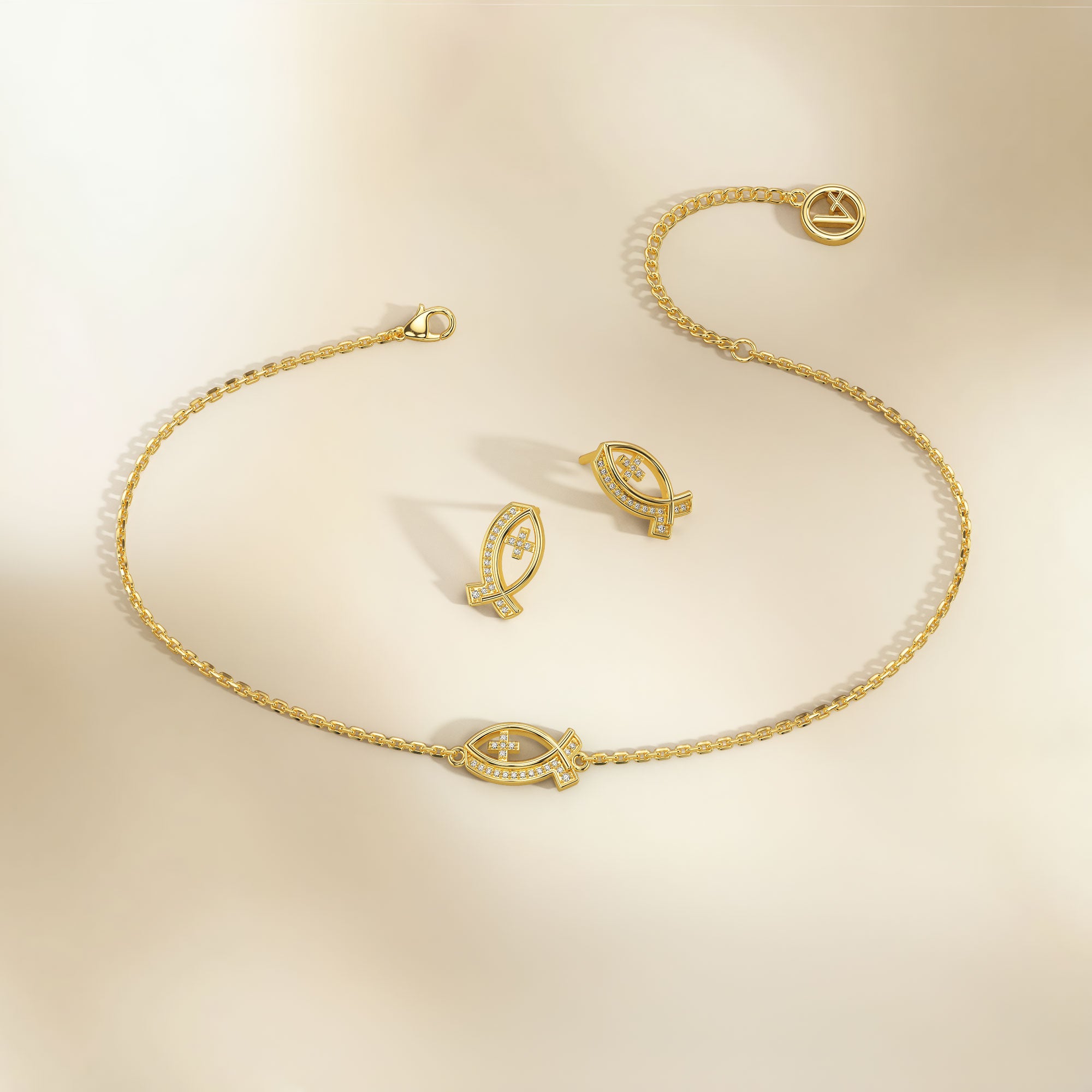 Boucles d'oreilles à tige Ichthys Ancre de la Foi