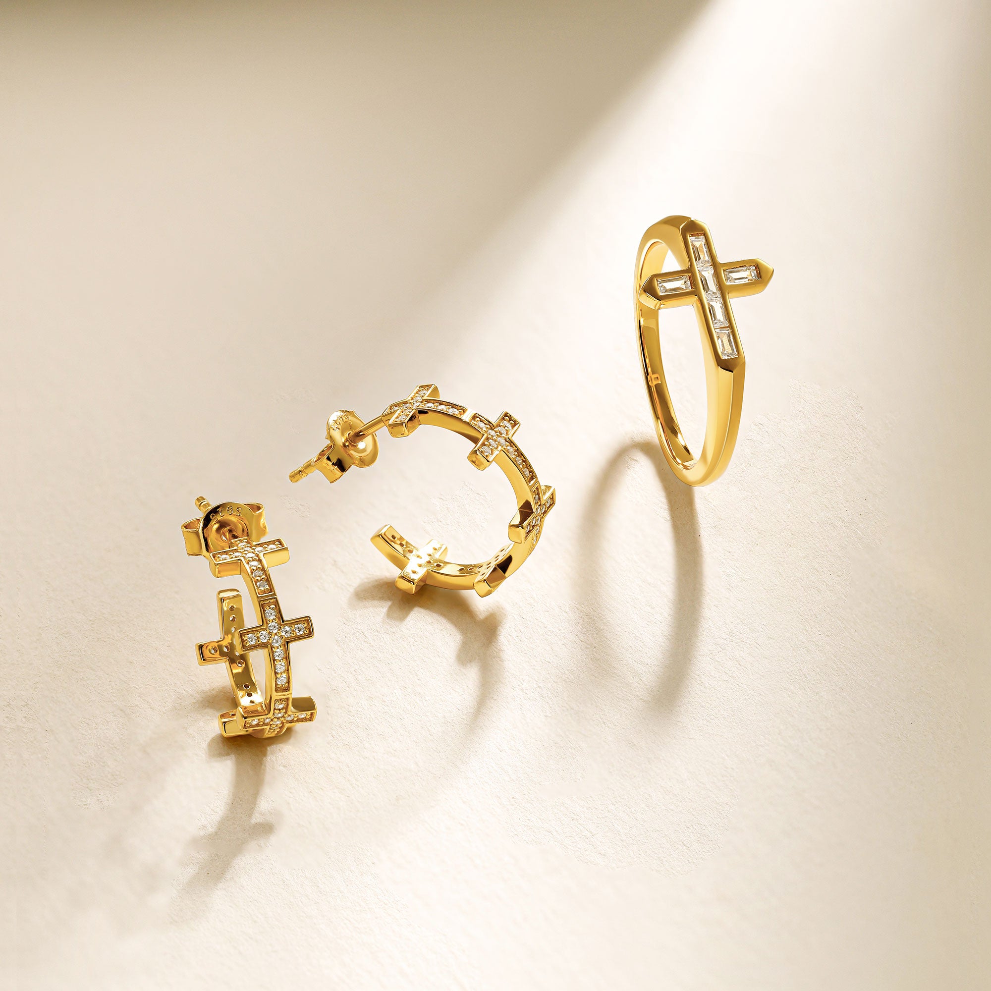 Half Hoop Five Cross Stud Earrings