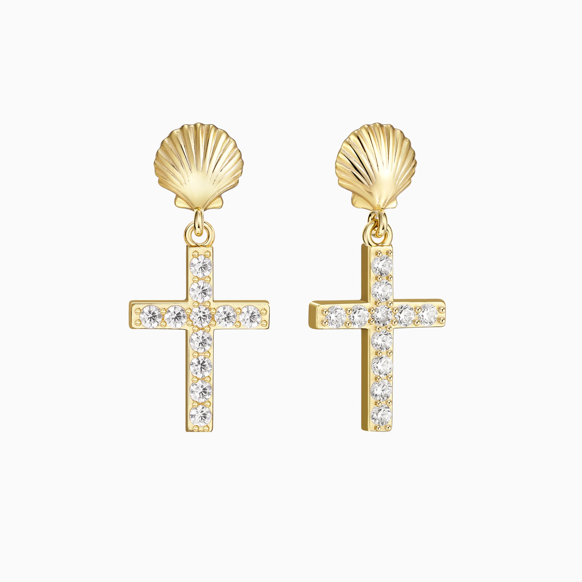 Shell Cross Dangle Earrings
