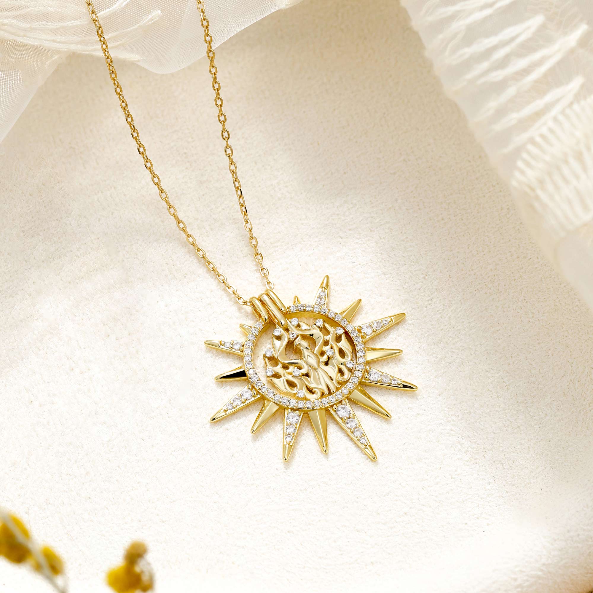 Rising Phoenix Sunburst Necklace