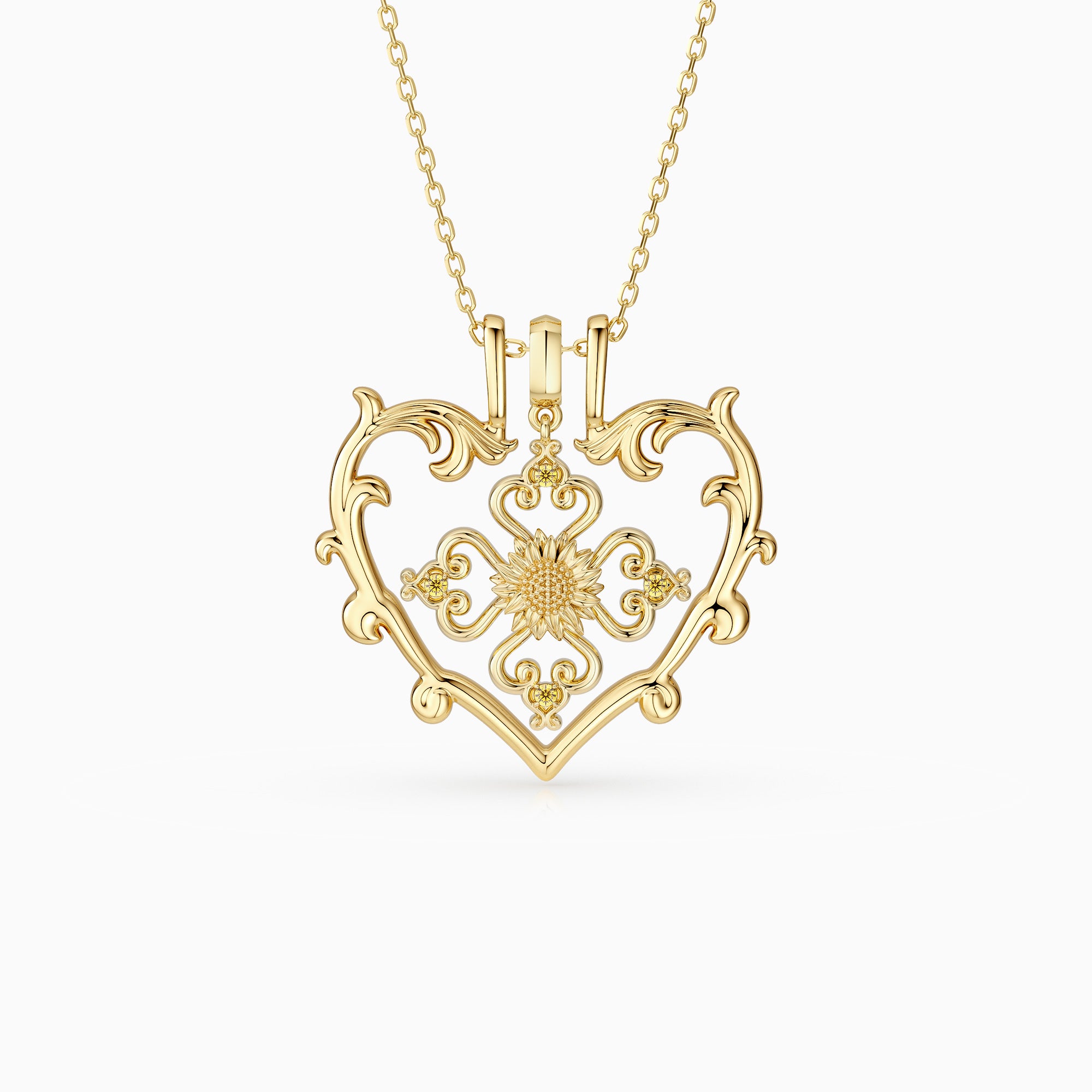 Sacred Bloom Sunflower Love Birth Flower Necklace Set
