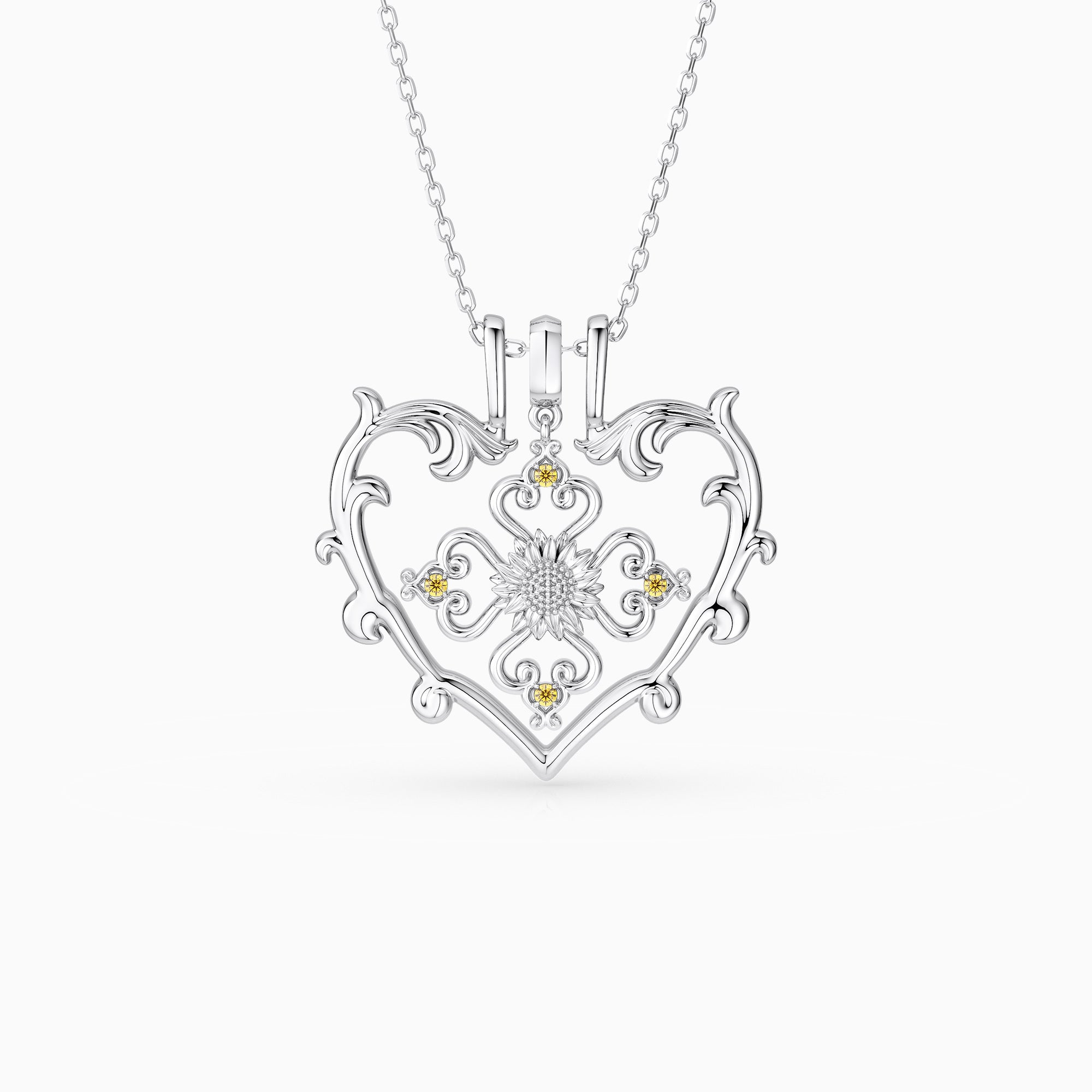 Sacred Bloom Sunflower Love Birth Flower Necklace Set