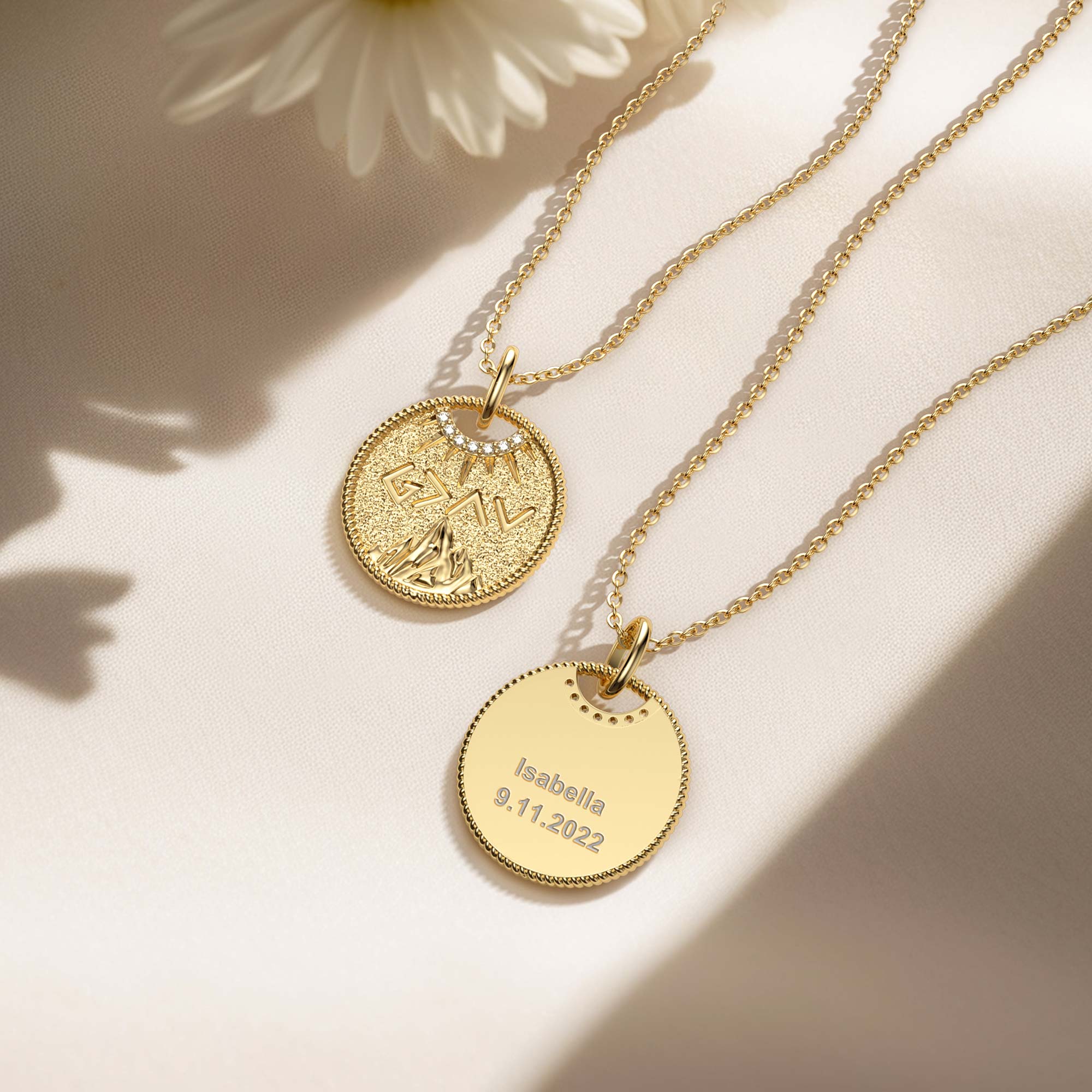 Personalized Highs And Lows Gold Coin Necklace - vanimy