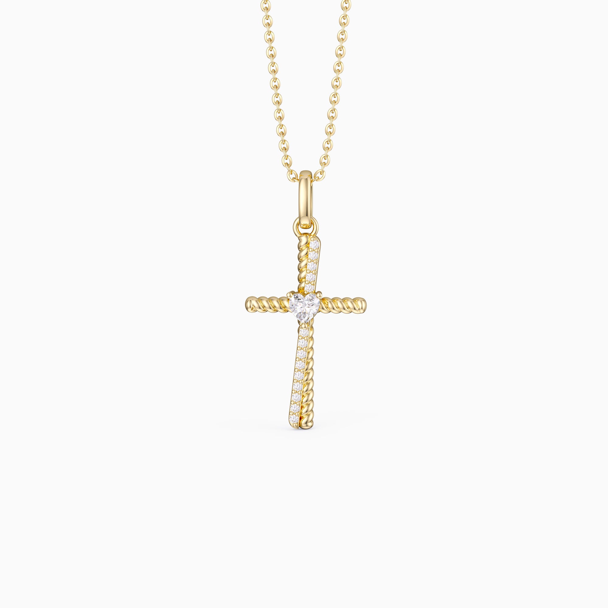 Heart Zircon Cord Cross Necklace - vanimy