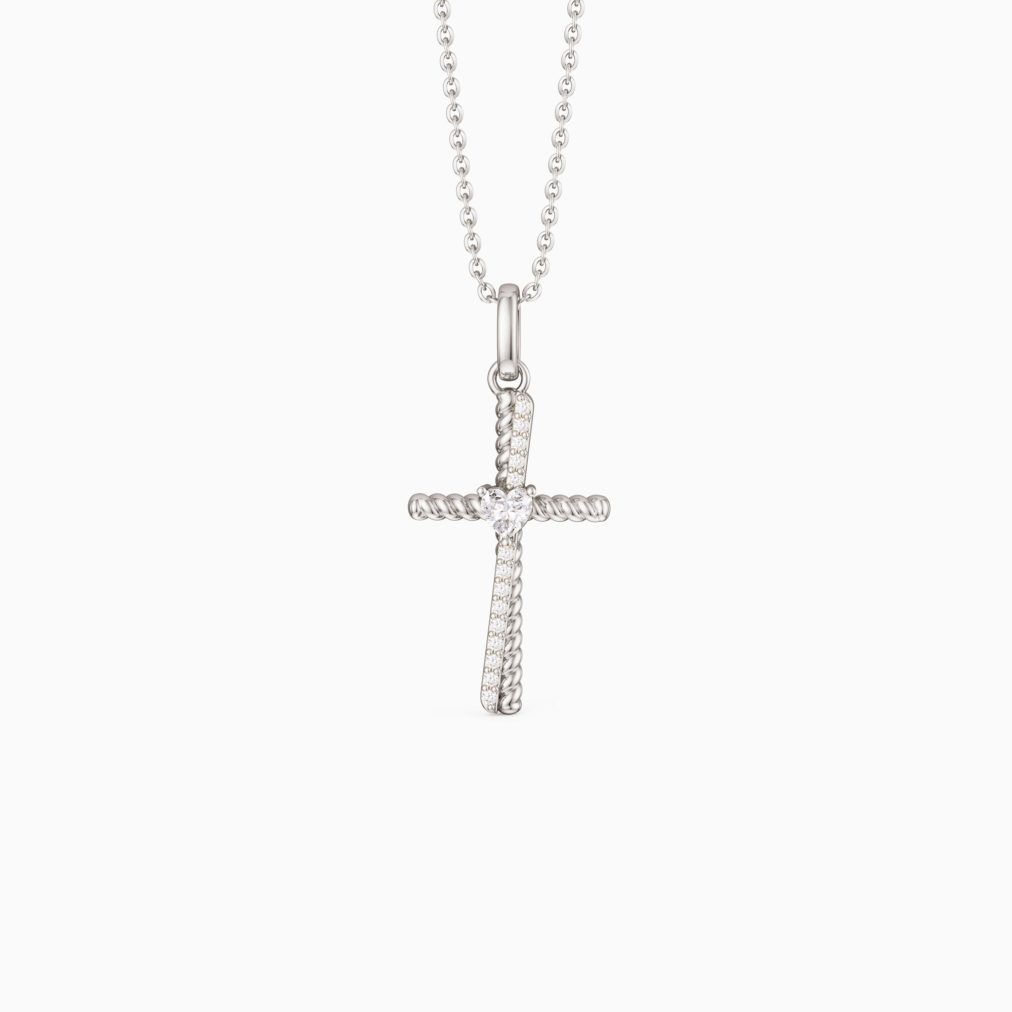 Heart Zircon Cord Cross Necklace - vanimy