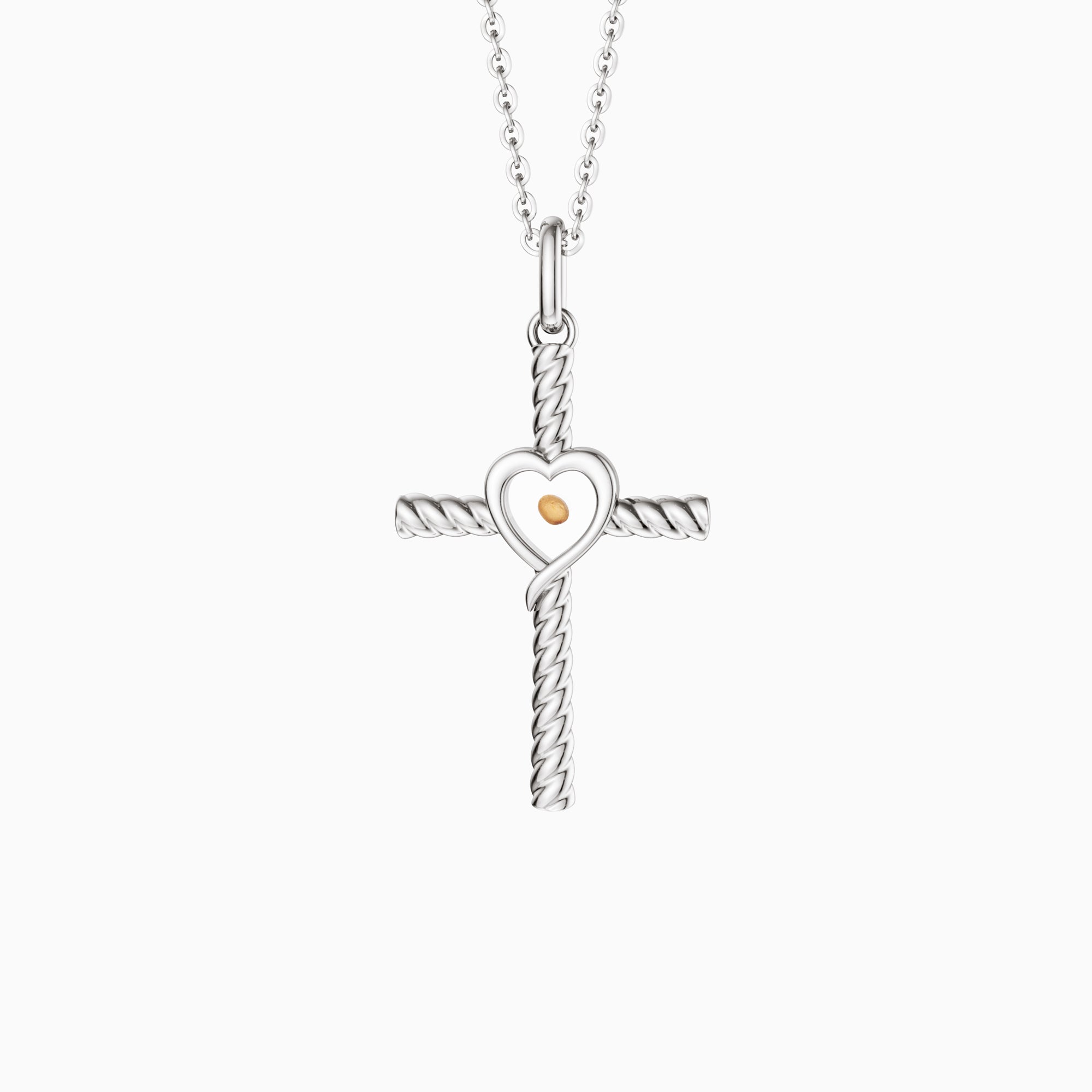 Heart of Mustard Seed Cross Necklace - vanimy