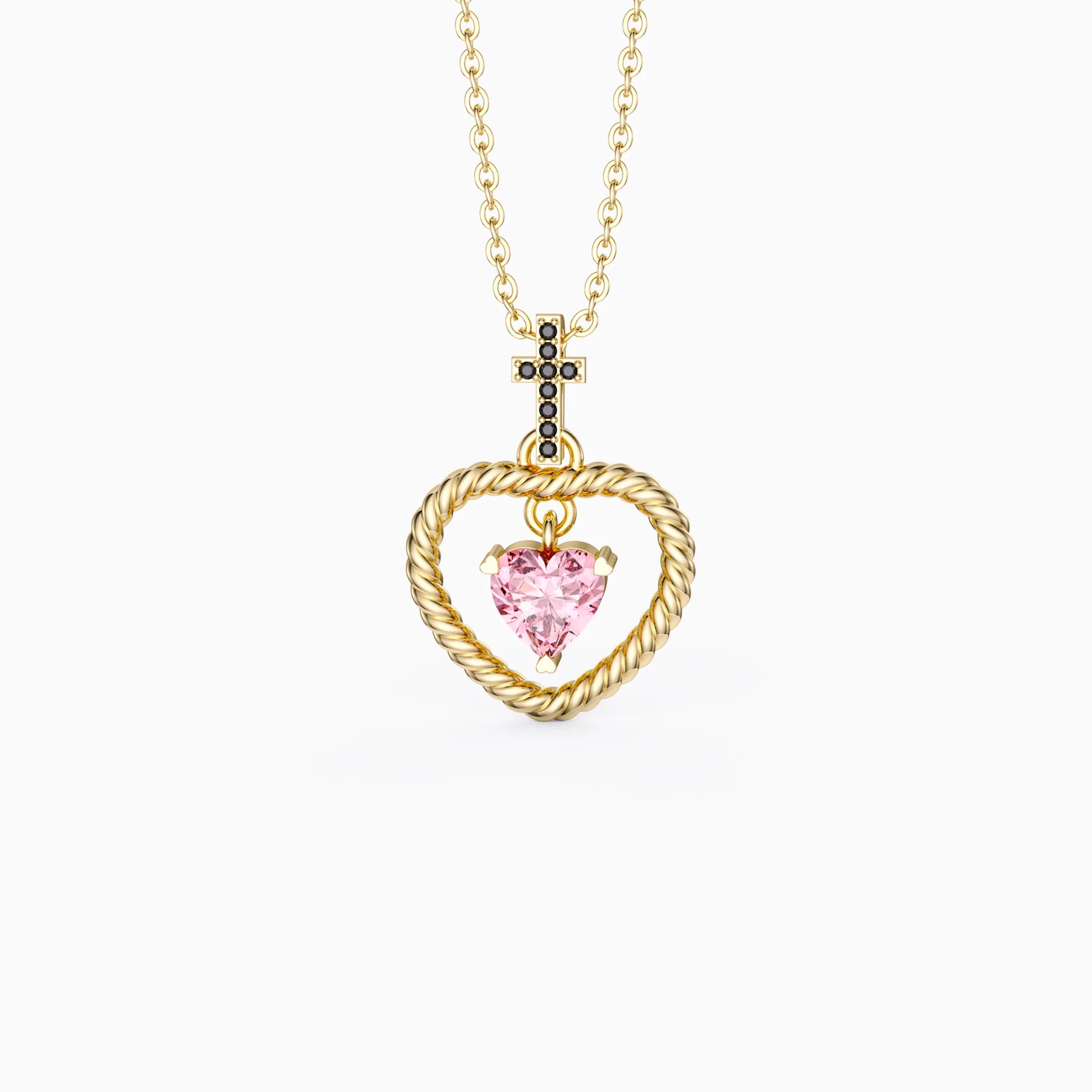 Twisted Heart Cross Pendant Necklace - vanimy