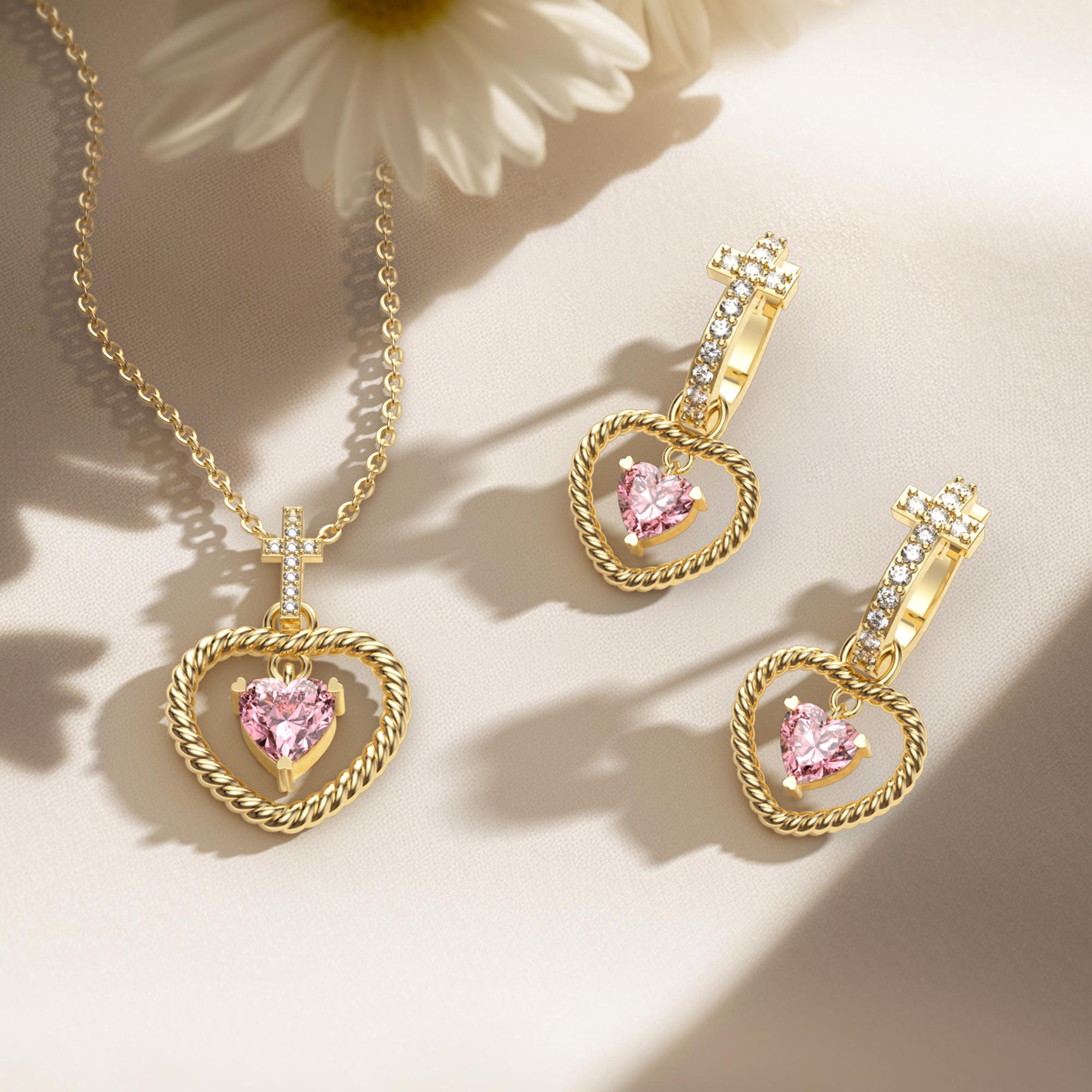 Twisted Heart Cross Pendant Necklace - vanimy