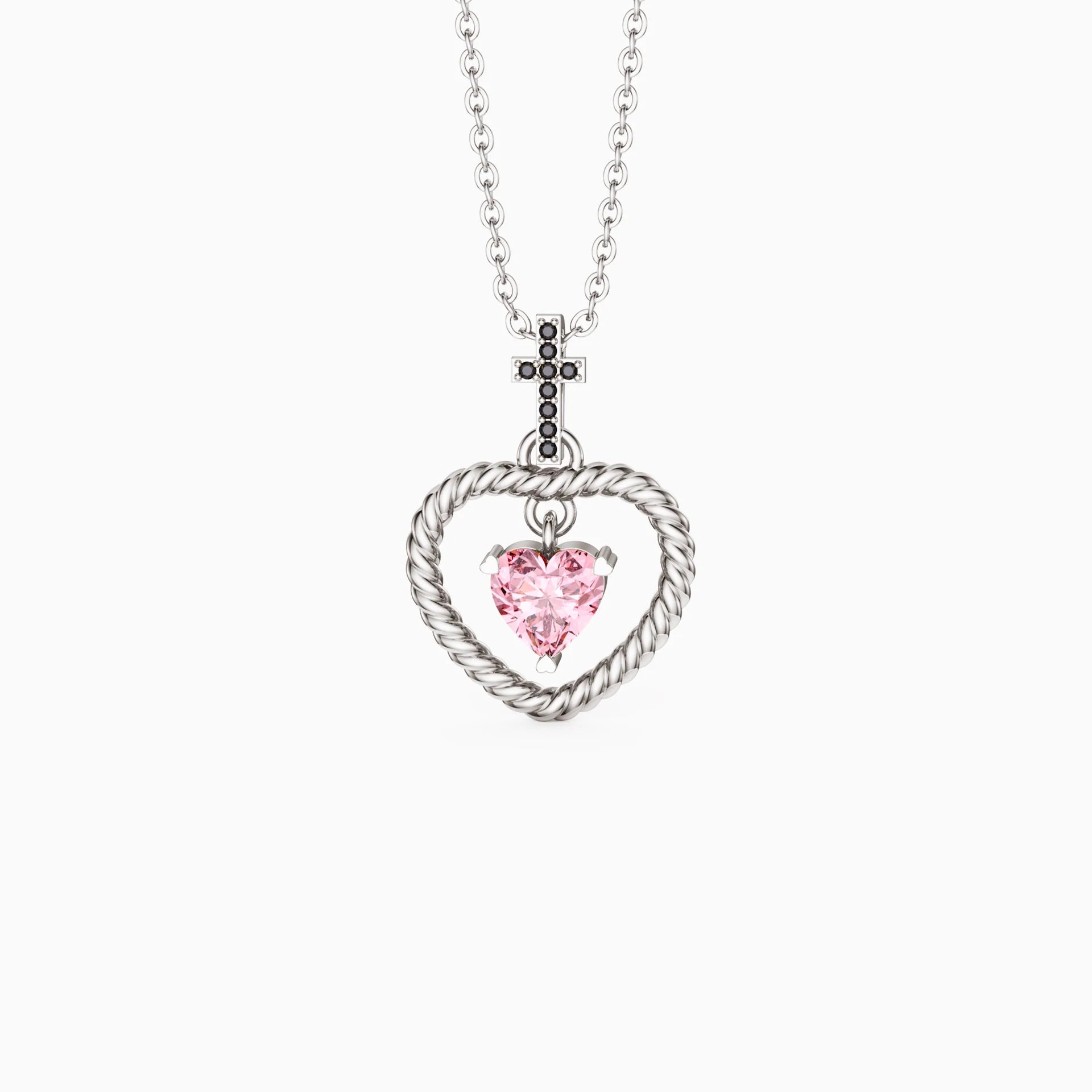 Twisted Heart Cross Pendant Necklace - vanimy
