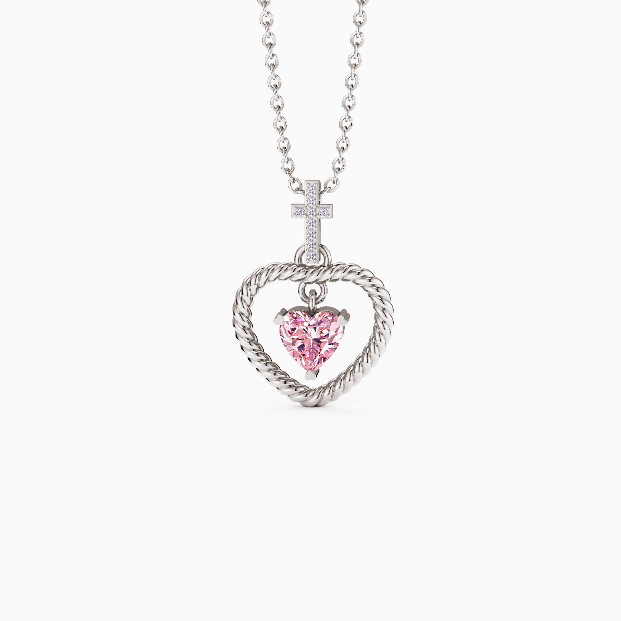 Twisted Heart Cross Pendant Necklace - vanimy