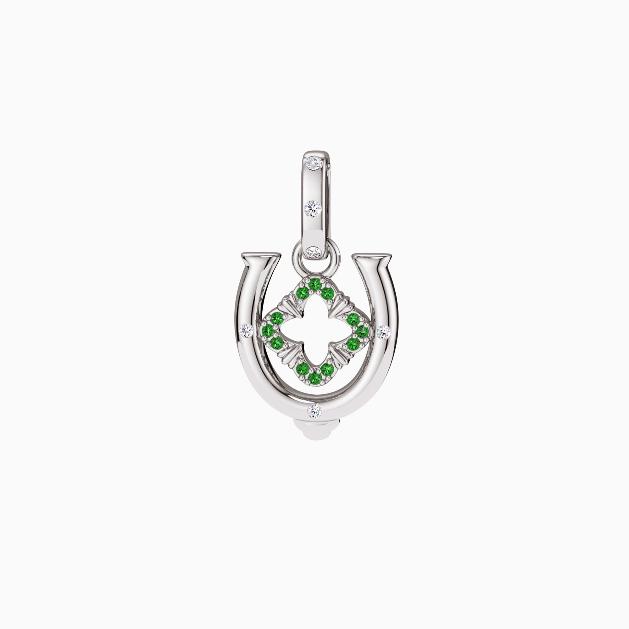 Horseshoe Four Leaf Clover Luck Charm Pendant - vanimy