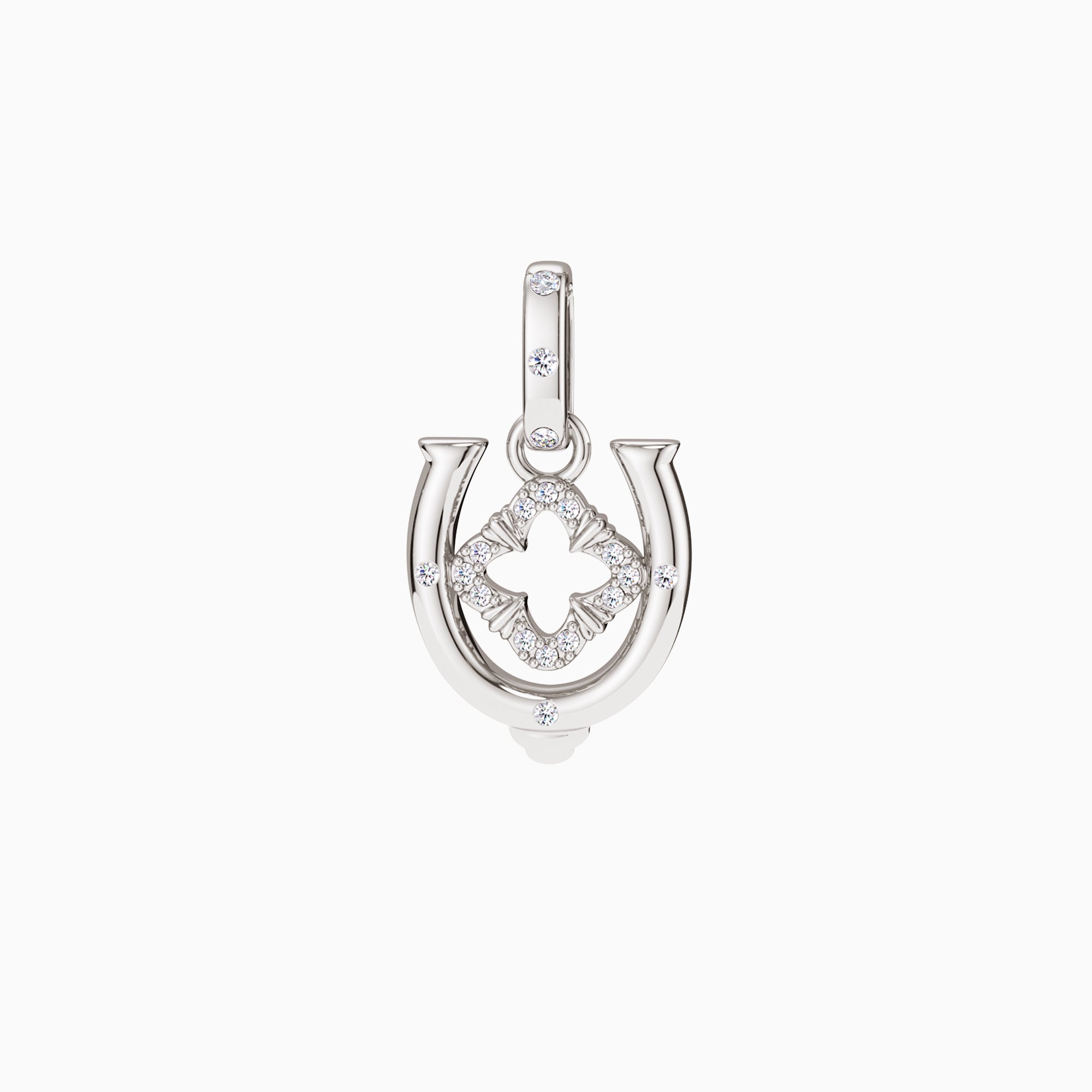 Horseshoe Four Leaf Clover Luck Charm Pendant - vanimy