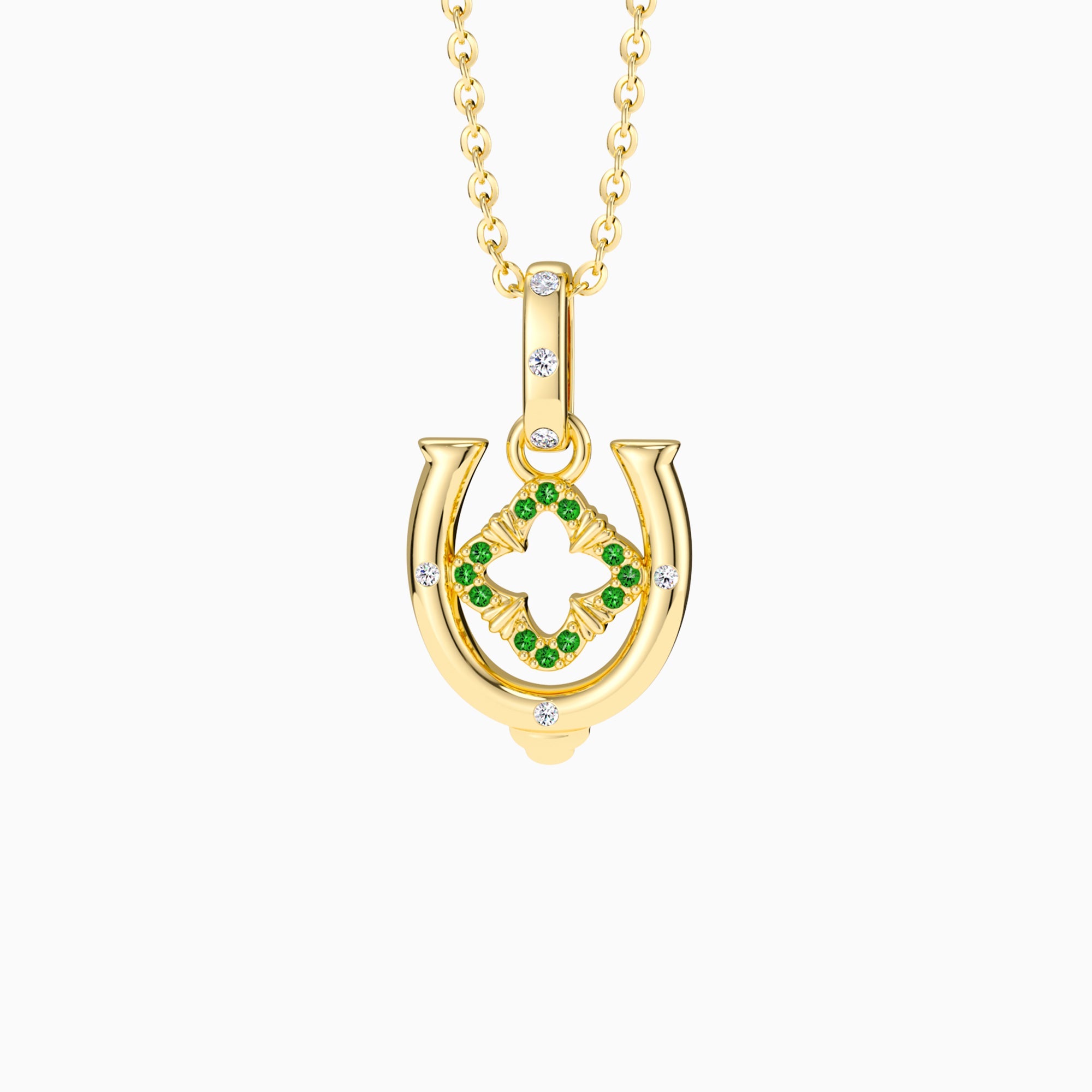 Horseshoe Four Leaf Clover Luck Charm Pendant - vanimy