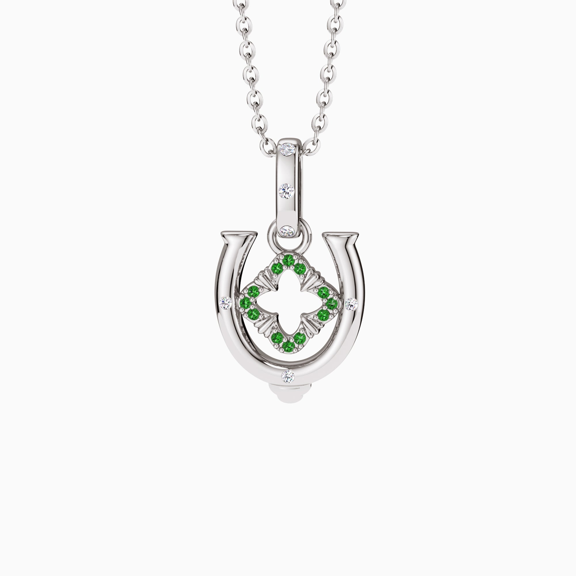 Horseshoe Four Leaf Clover Luck Charm Pendant - vanimy