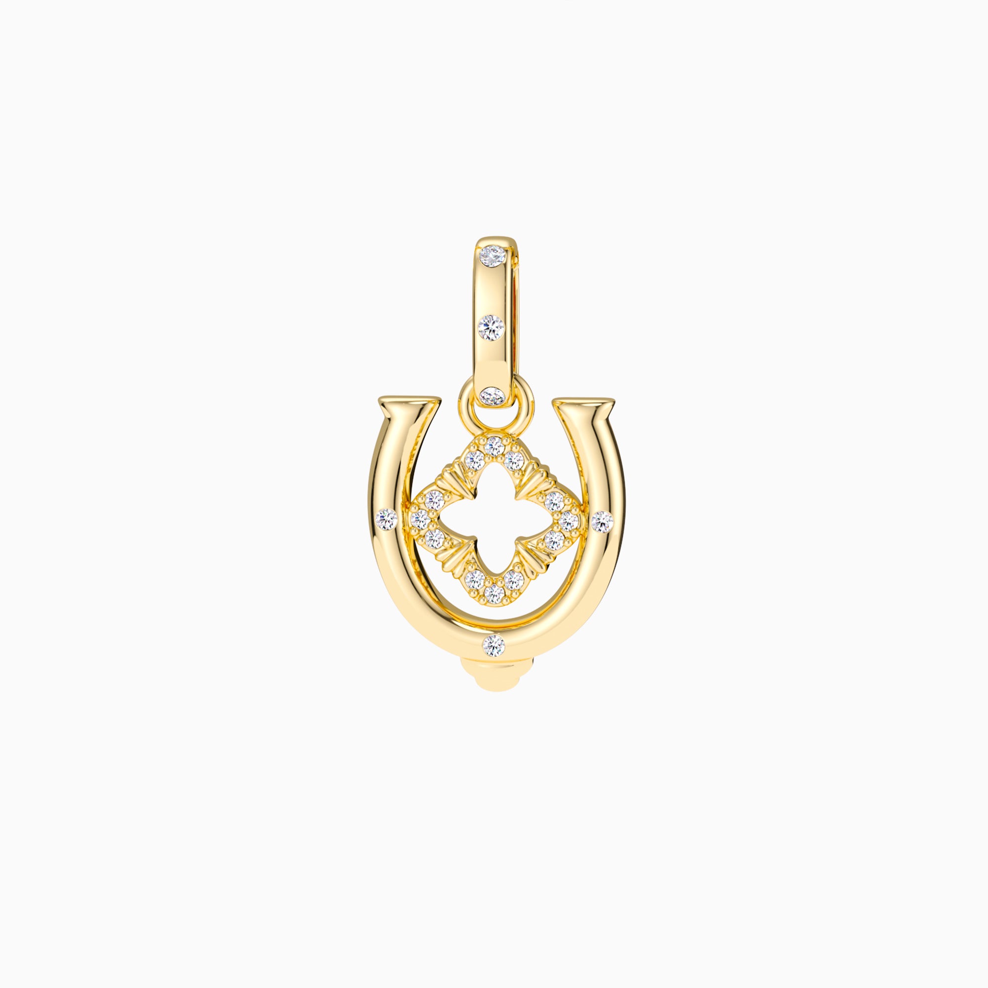 Horseshoe Four Leaf Clover Luck Charm Pendant - vanimy