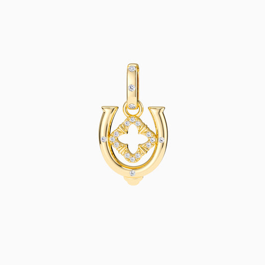 Horseshoe Four Leaf Clover Luck Charm Pendant - vanimy