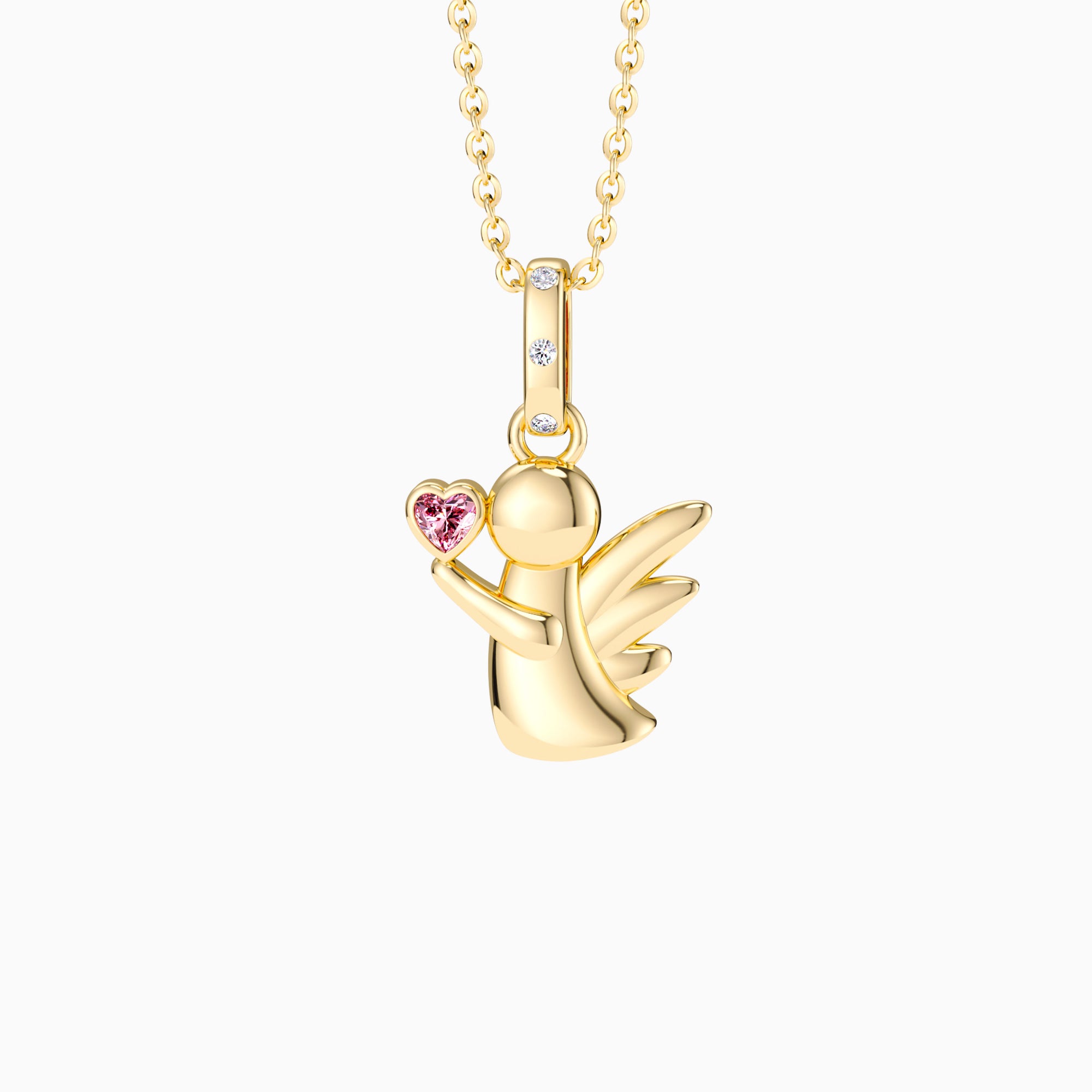Angel with Pink Heart Love Charm Pendant - vanimy