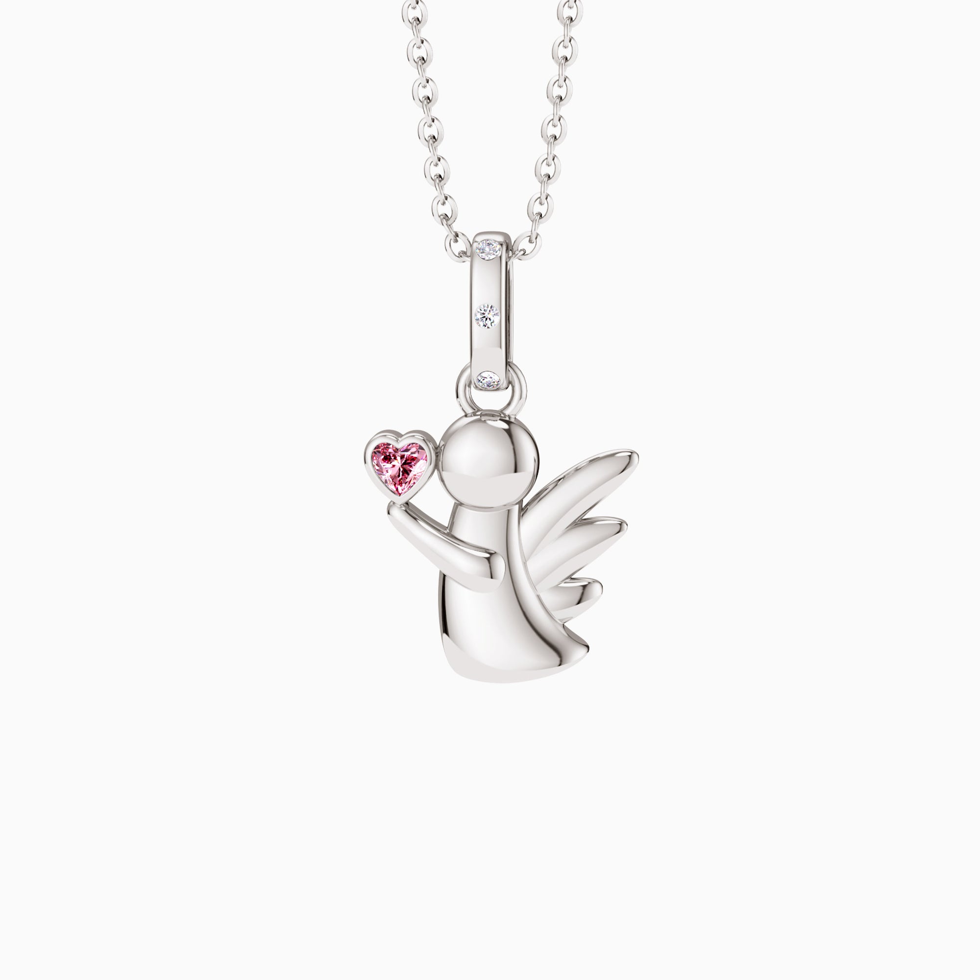 Angel with Pink Heart Love Charm Pendant - vanimy