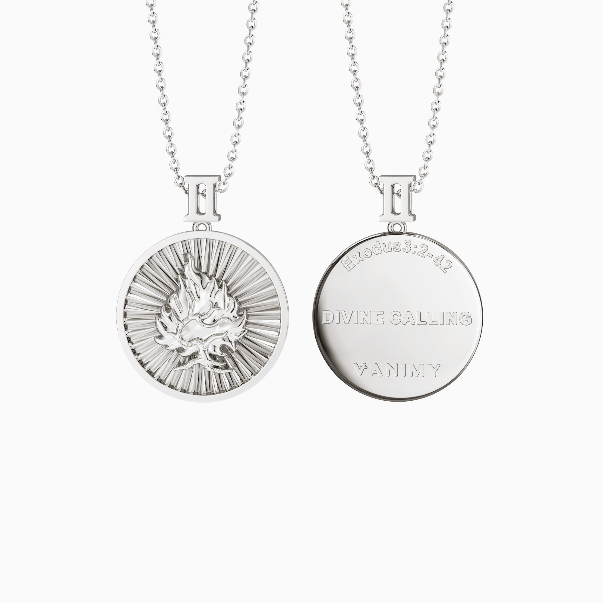 Promised Land Molten Fire Burning Bush Coin Medallion Necklace - vanimy