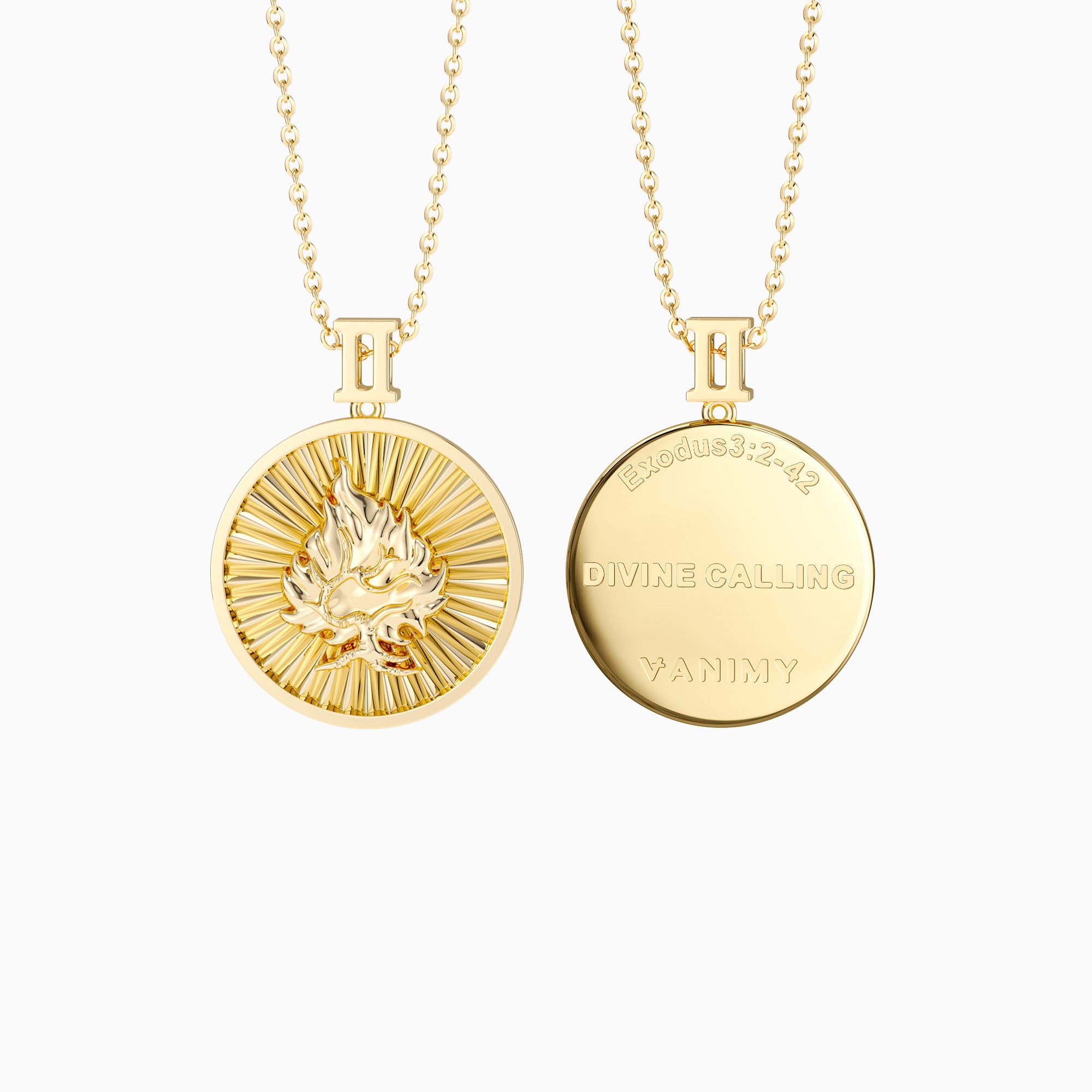 Promised Land Molten Fire Burning Bush Coin Medallion Necklace - vanimy