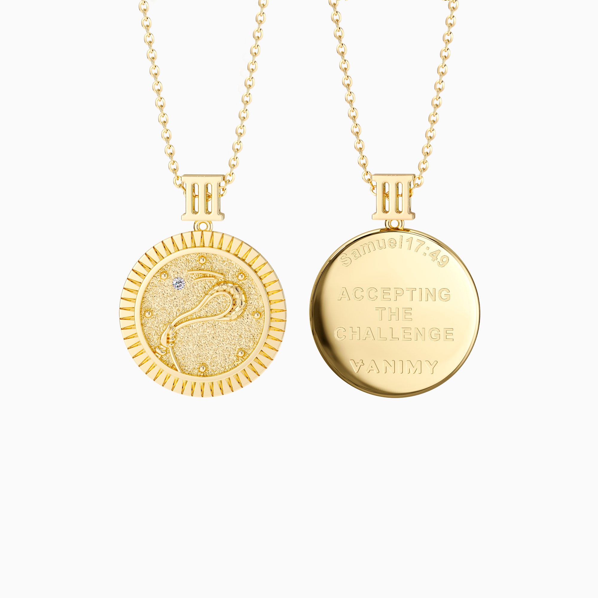 Promised Land Strength & Bravery Coin Medallion Necklace - vanimy