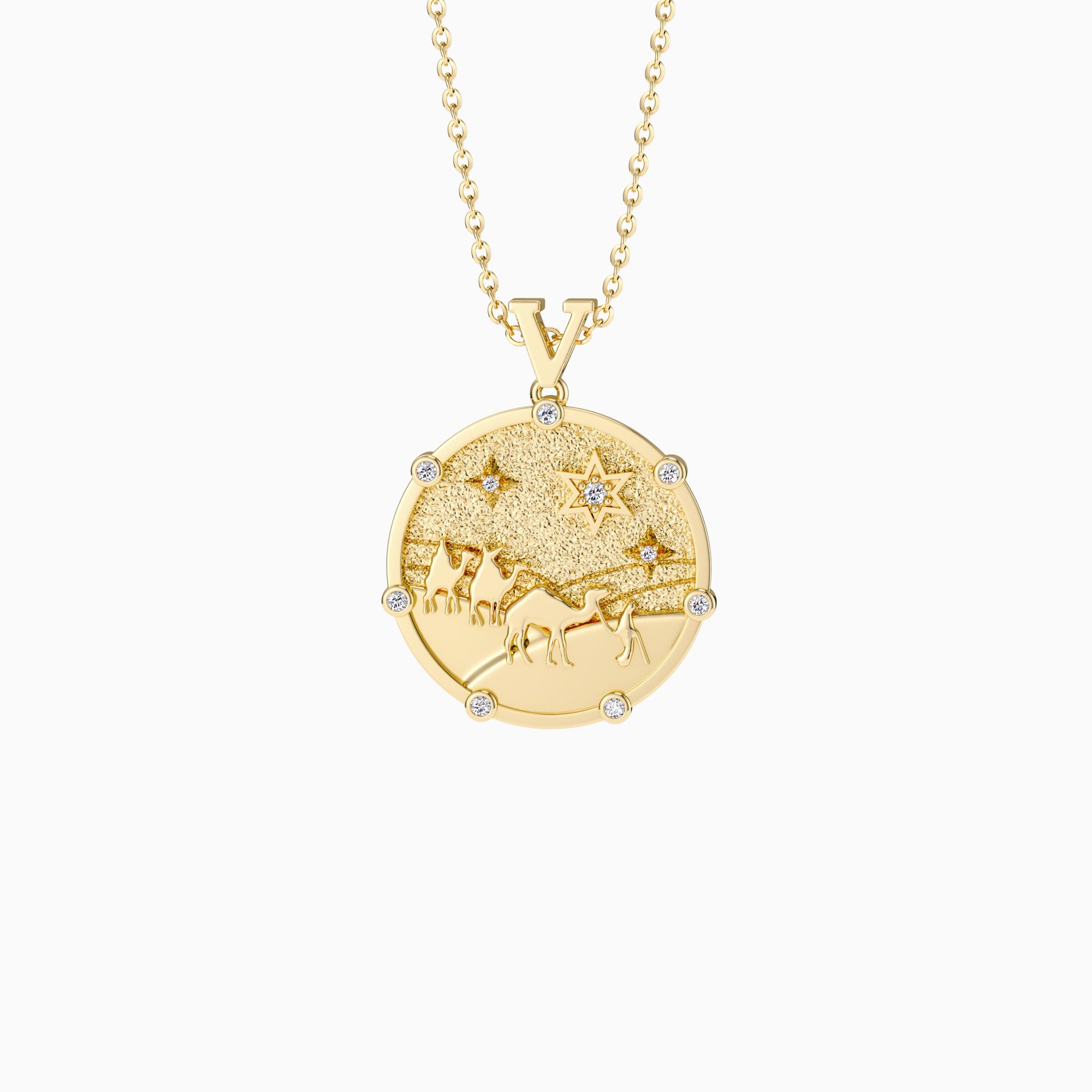 Promised Land Follow Your Star Three Wise Men Coin Medallion Necklace - vanimy
