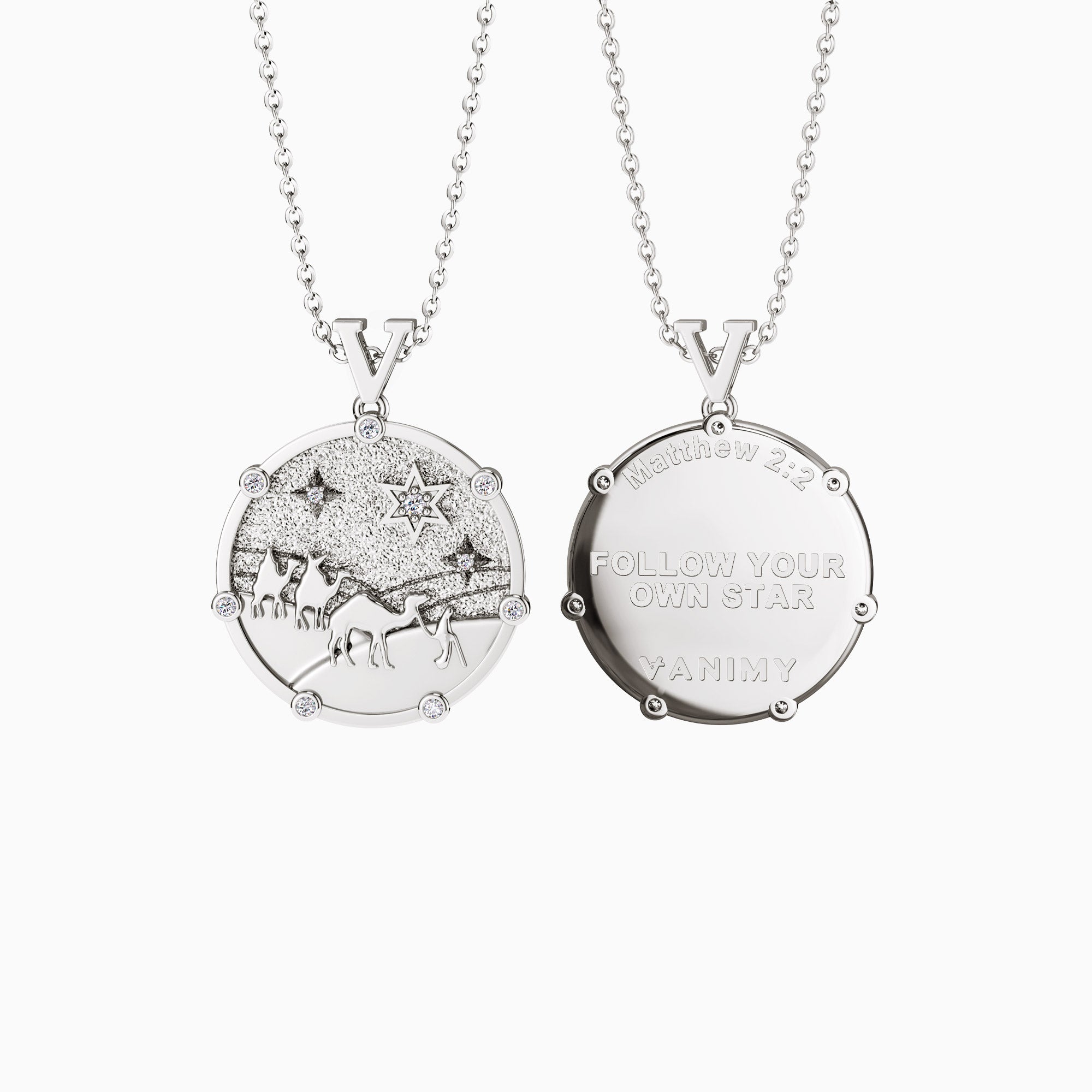 Promised Land Follow Your Star Three Wise Men Coin Medallion Necklace - vanimy