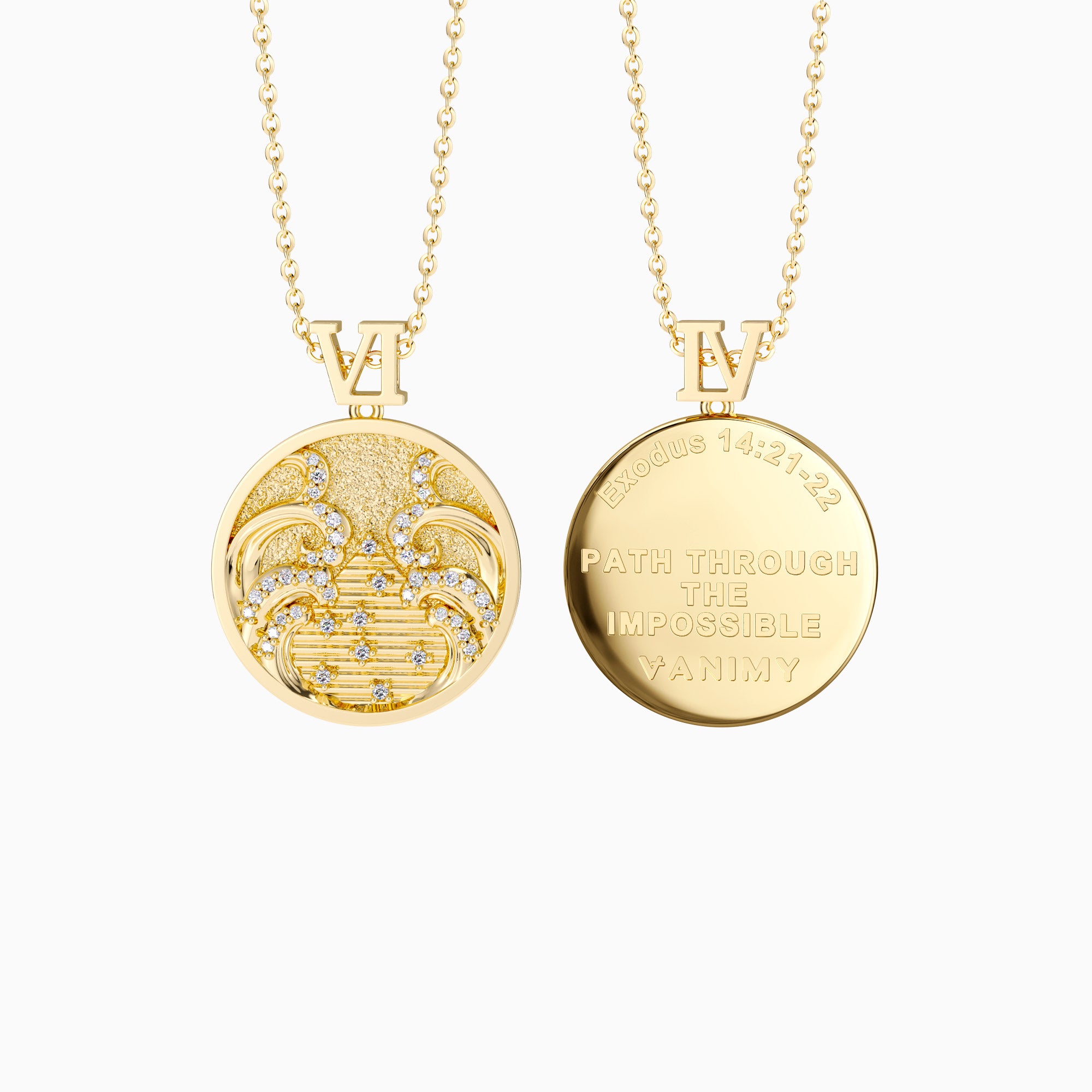 Promised Land Wave Faith Coin Medallion Necklace - vanimy