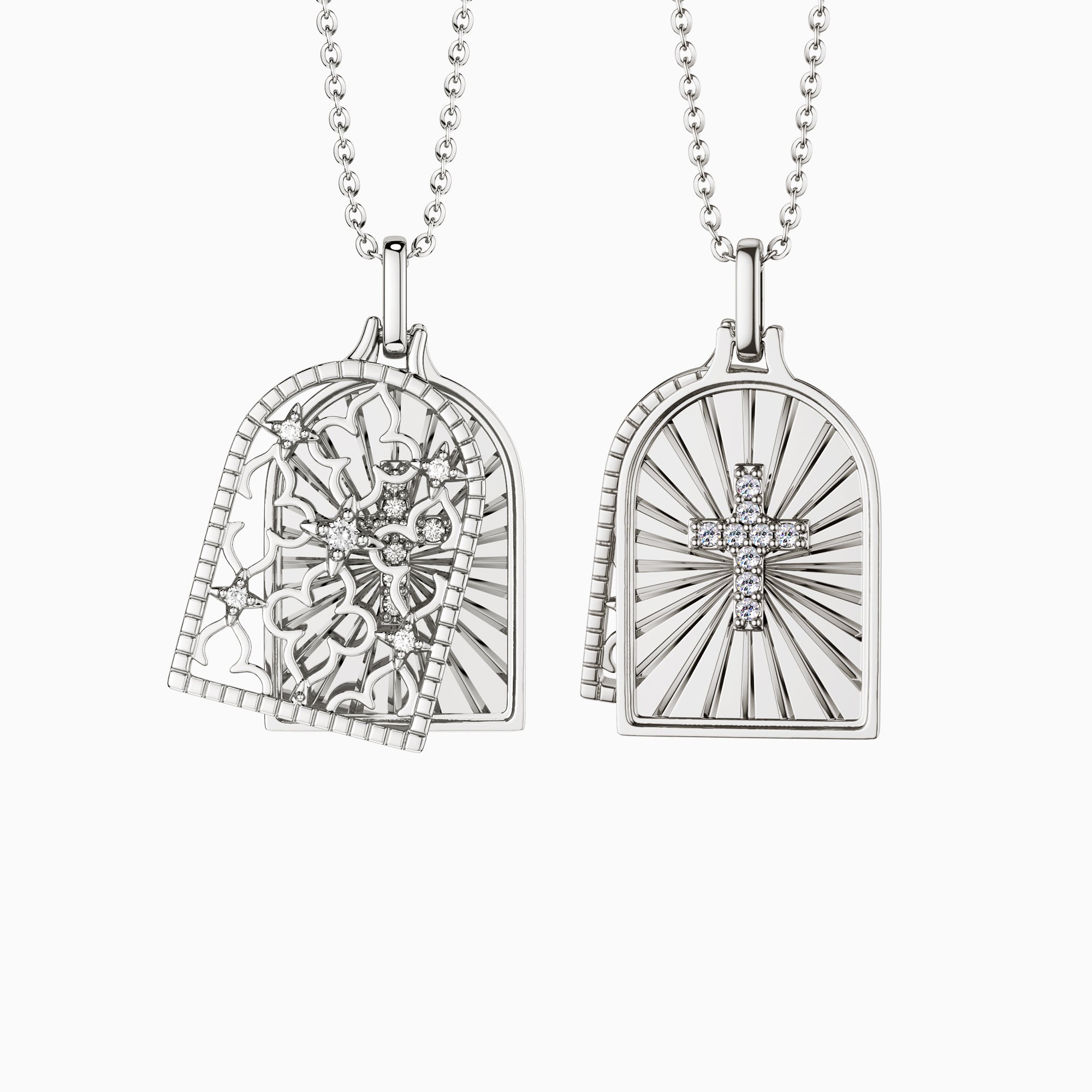Gothic Rose Window Divine Cross Pendant Necklace - vanimy