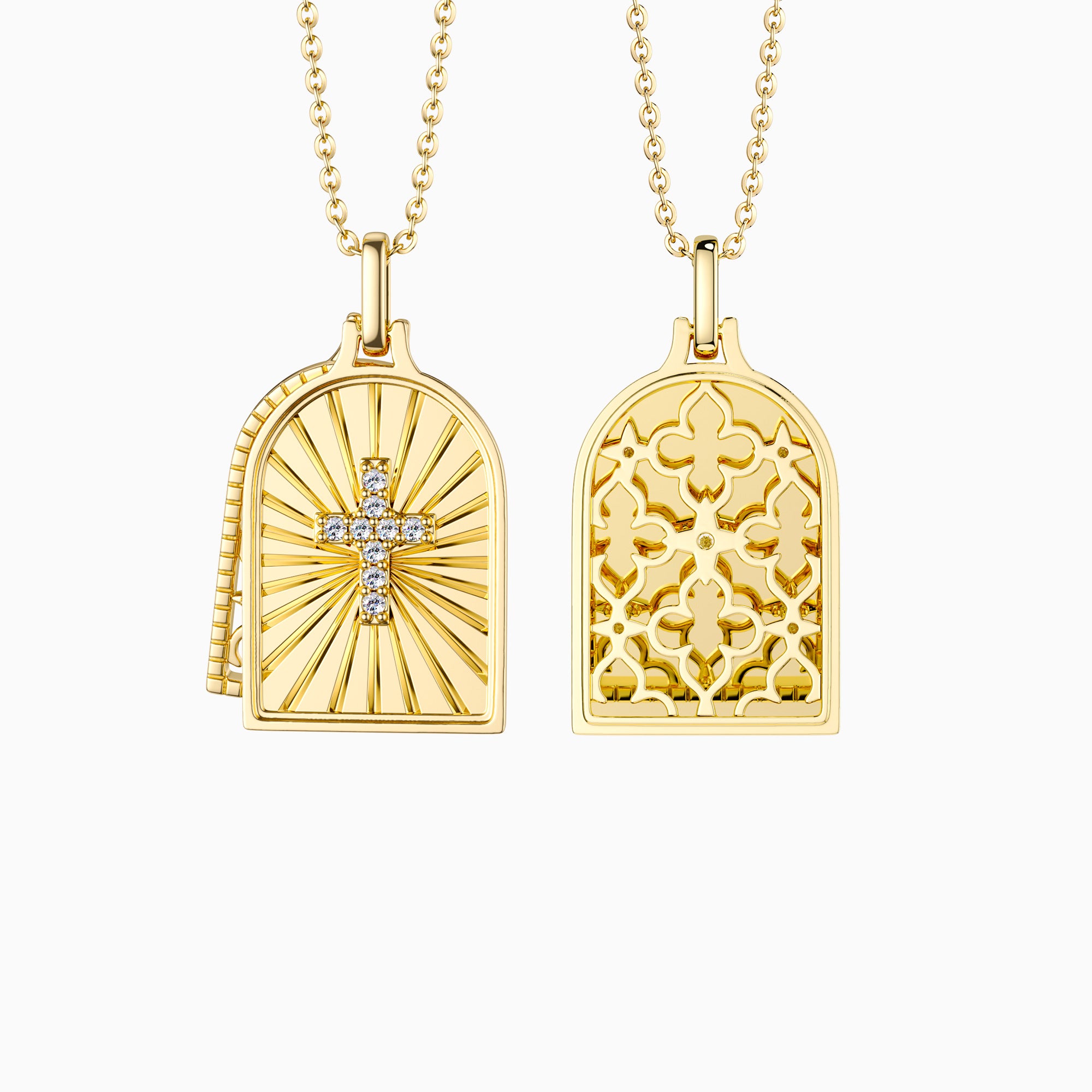 Gothic Rose Window Divine Cross Pendant Necklace - vanimy