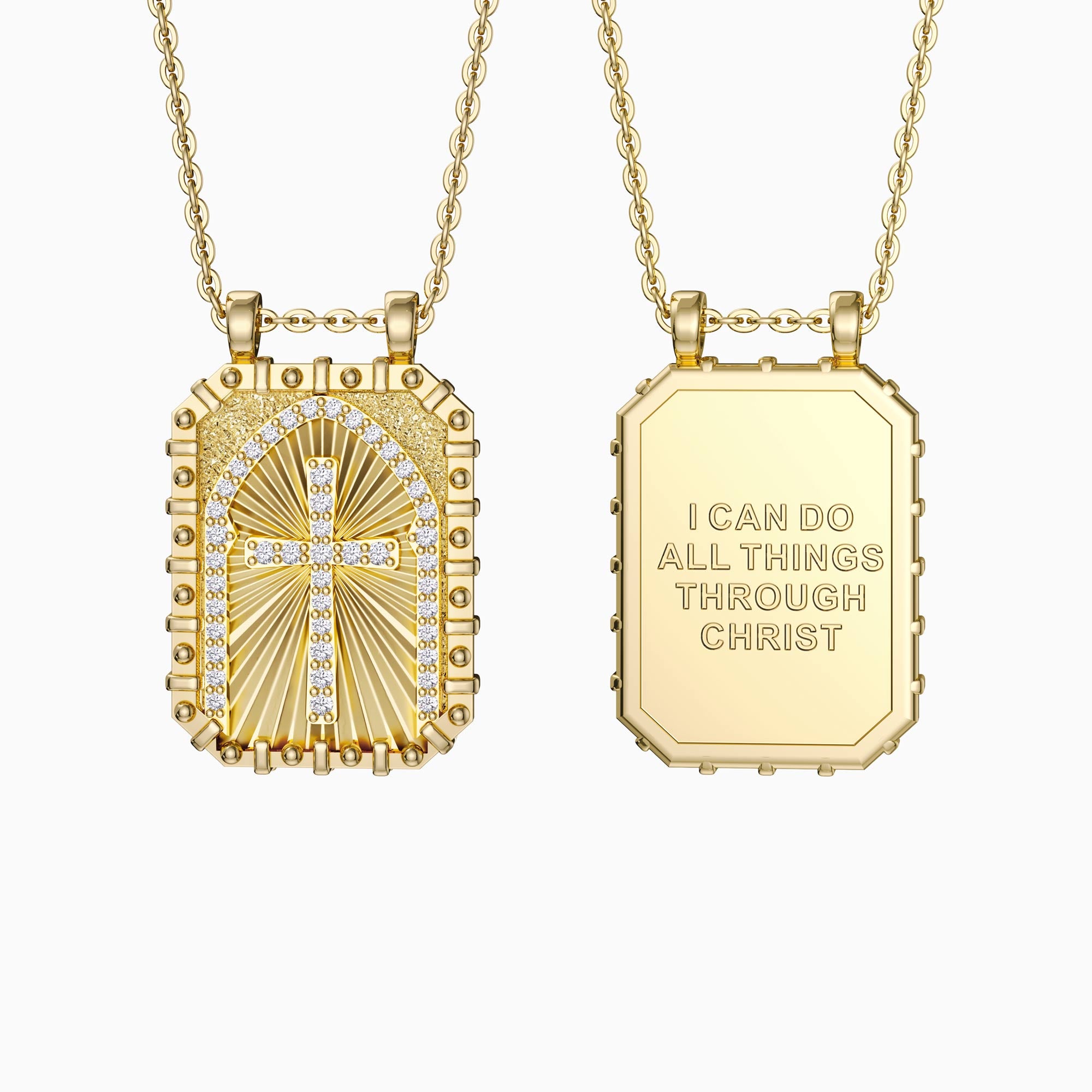 I Can Do All Things Through Christ Cross Engraved Necklace - vanimy