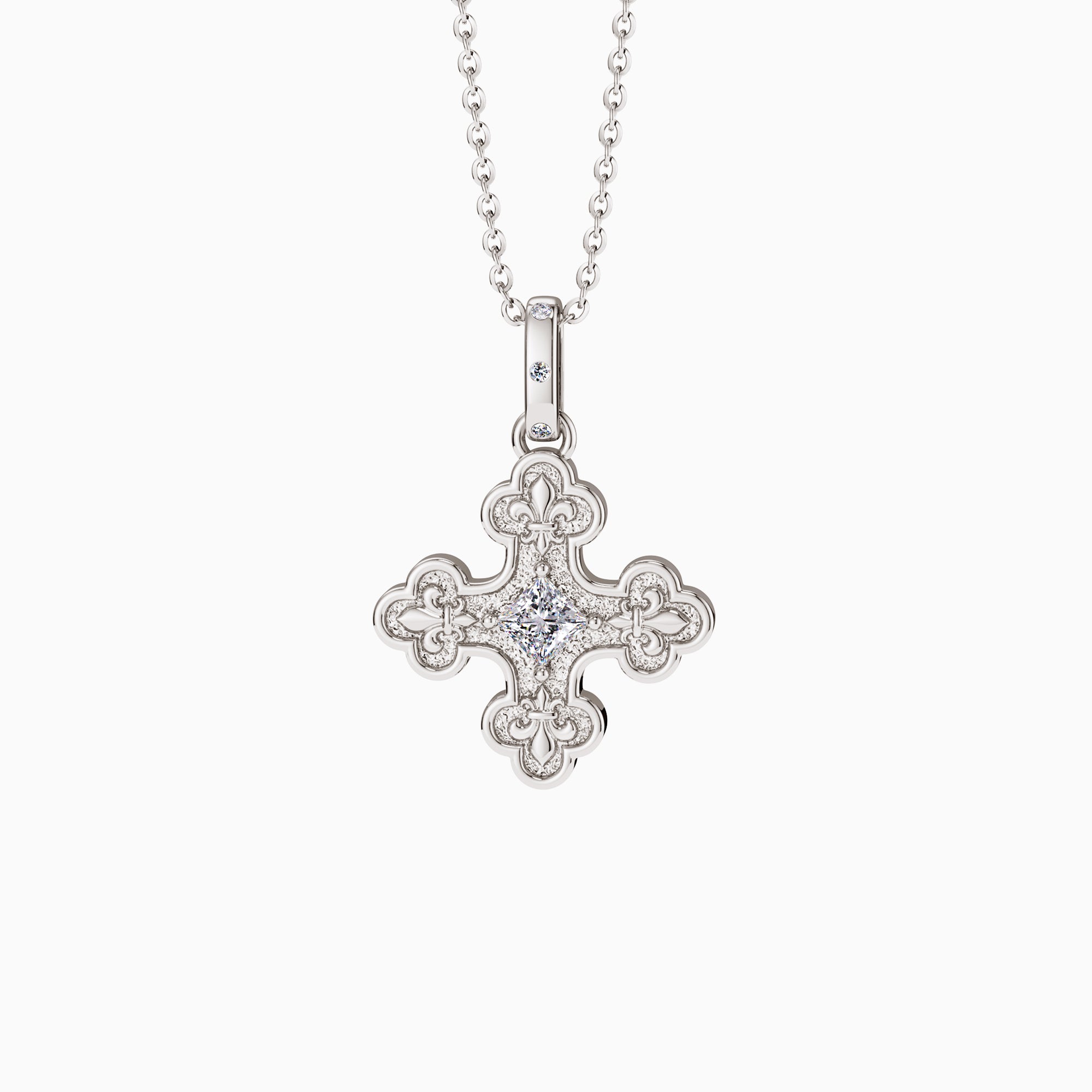 Byzantine Fleur De Lis Cross Pendant Necklace - vanimy