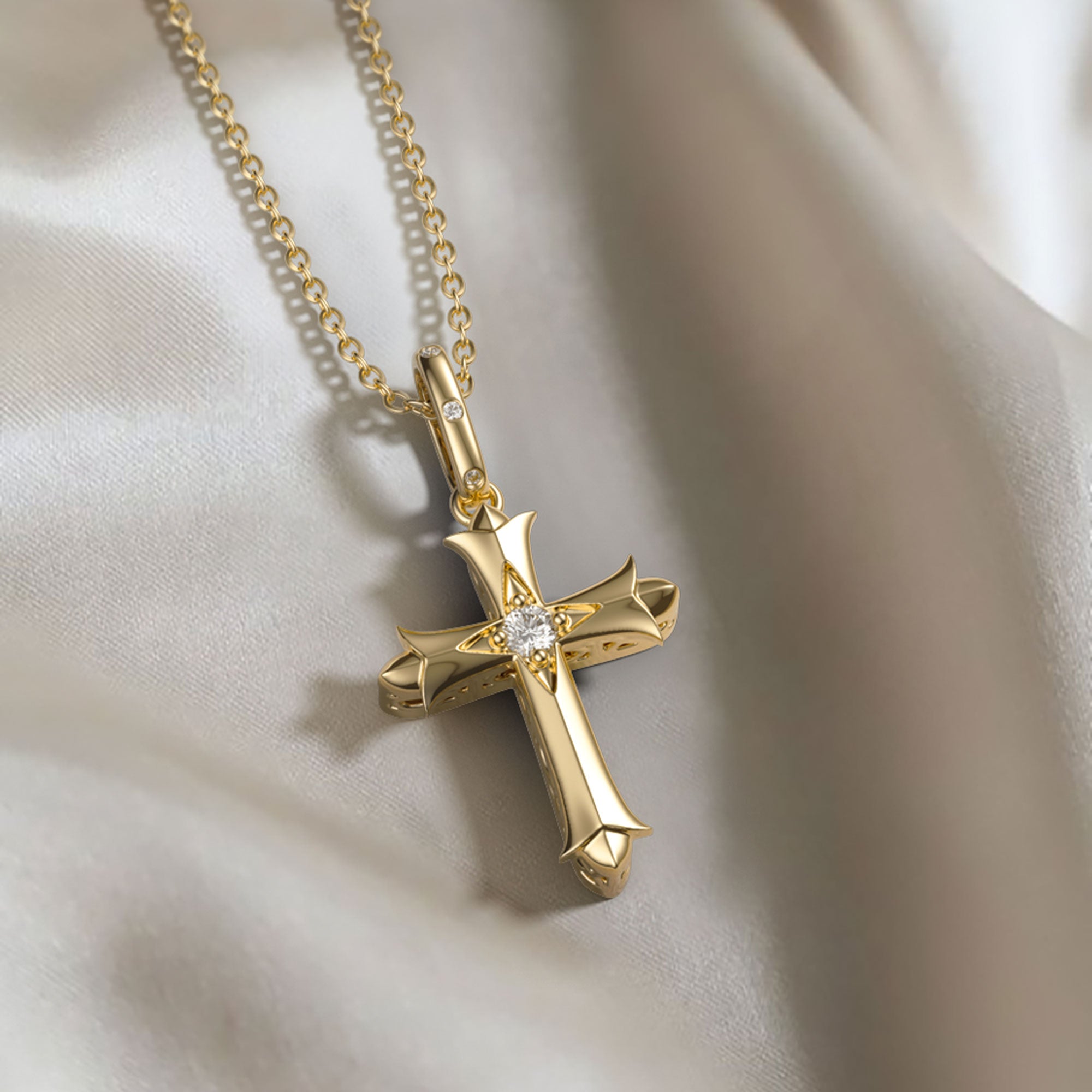 Fleur-de-Lis Ichthys Cross Pendant Necklace - vanimy