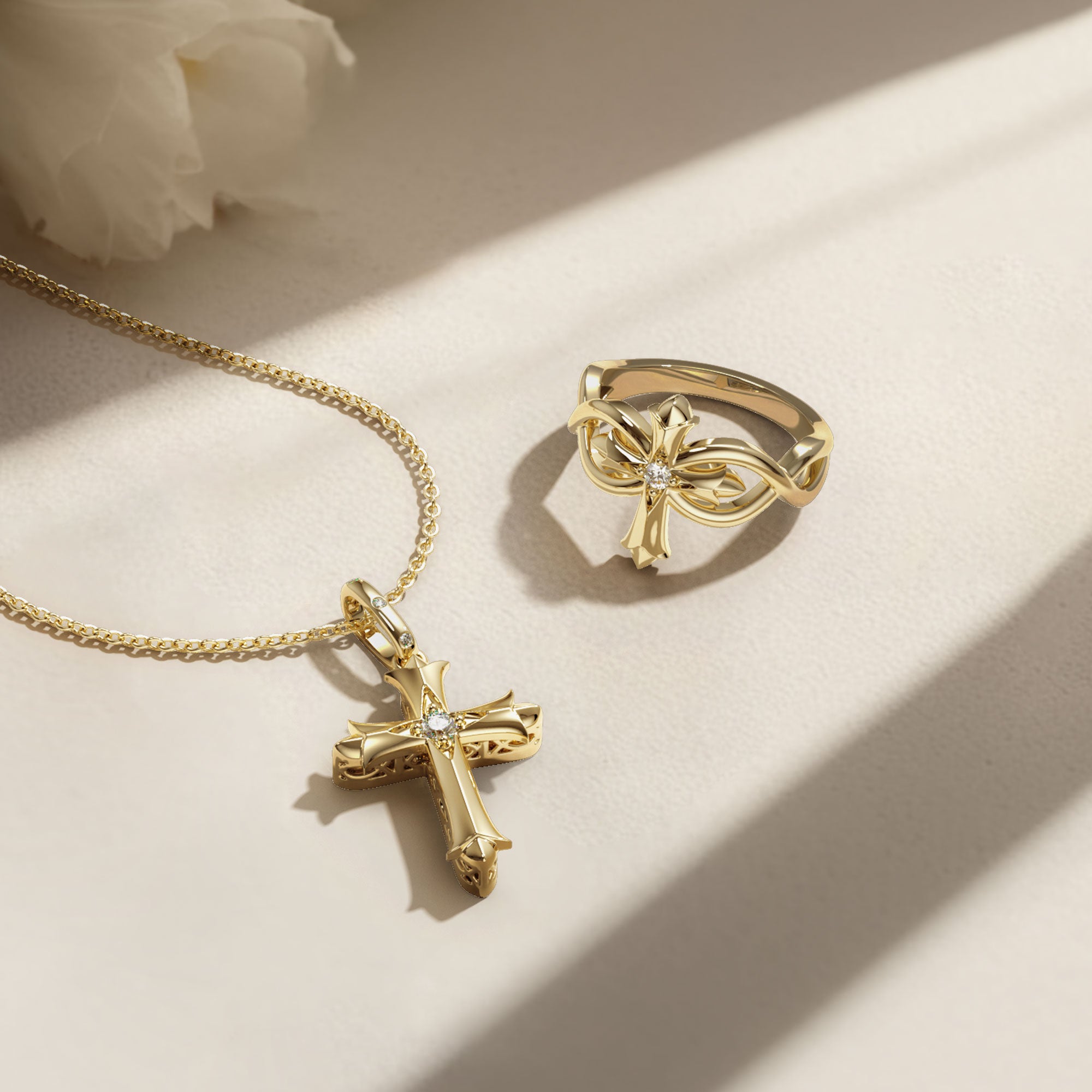 Fleur-de-Lis Ichthys Cross Pendant Necklace - vanimy