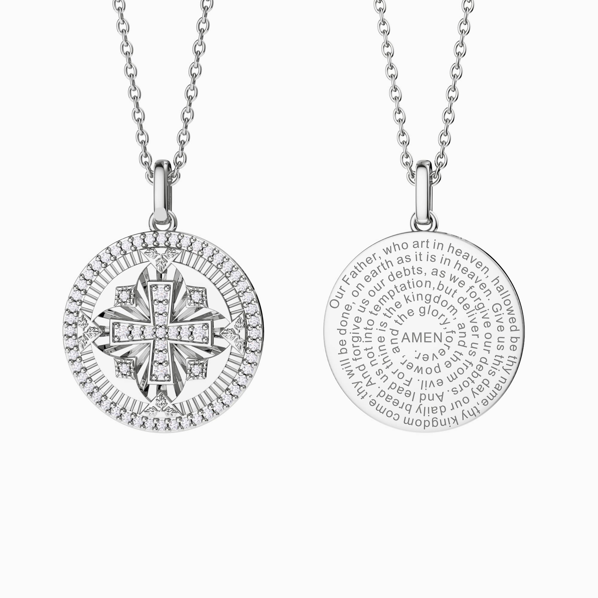 Divine Radiance Cross Protection Prayer Medallion Pendant Necklace - vanimy