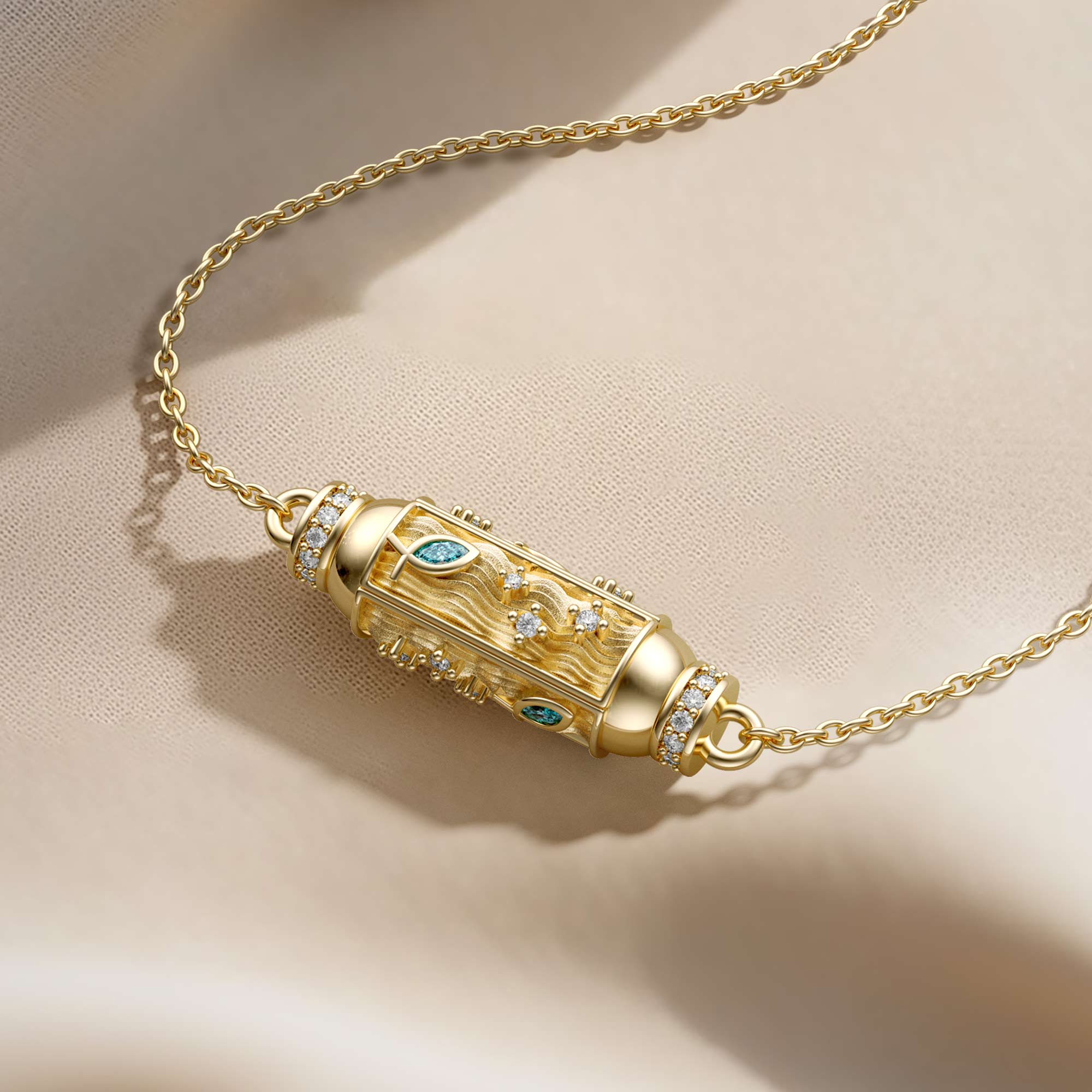 Aqua Adventures Ichthys Charm Pendant Necklace - vanimy