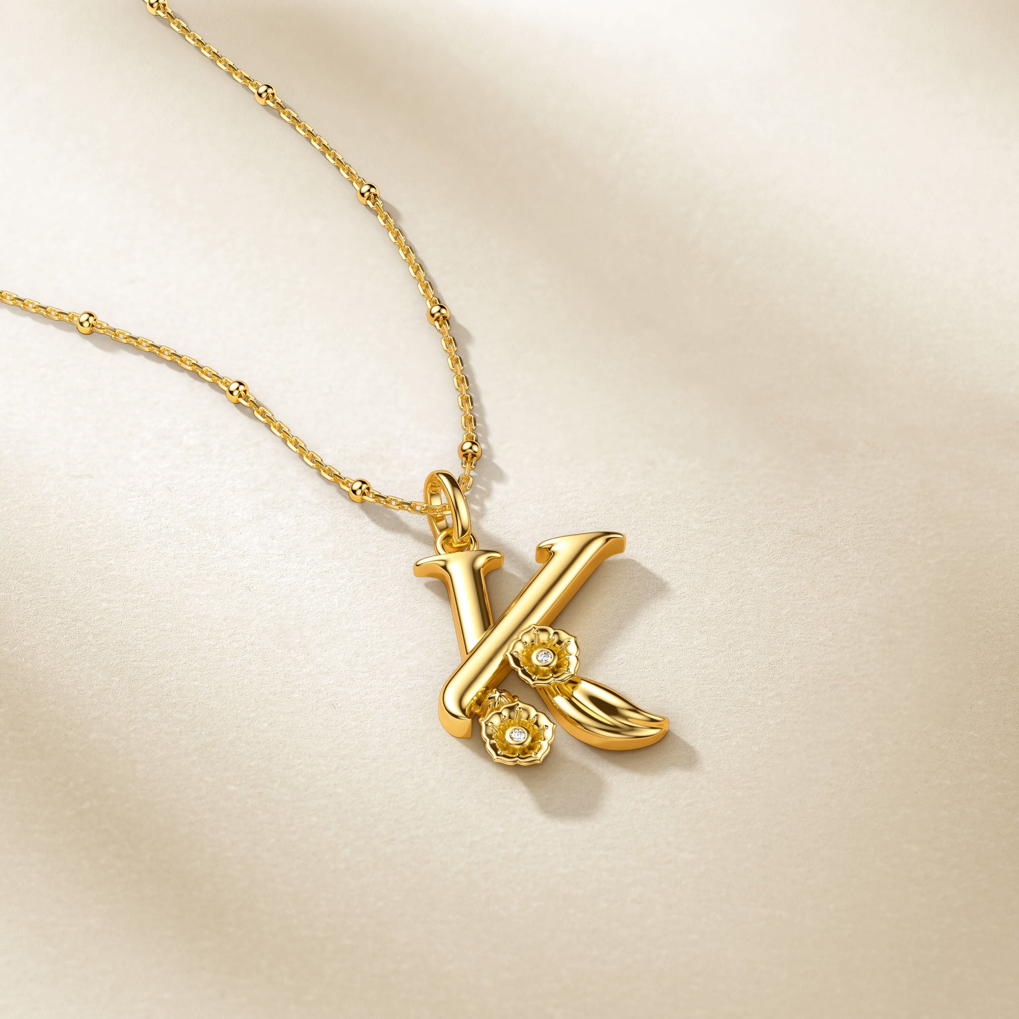 Kalmia Flower Blossom Letter K Pendant - vanimy