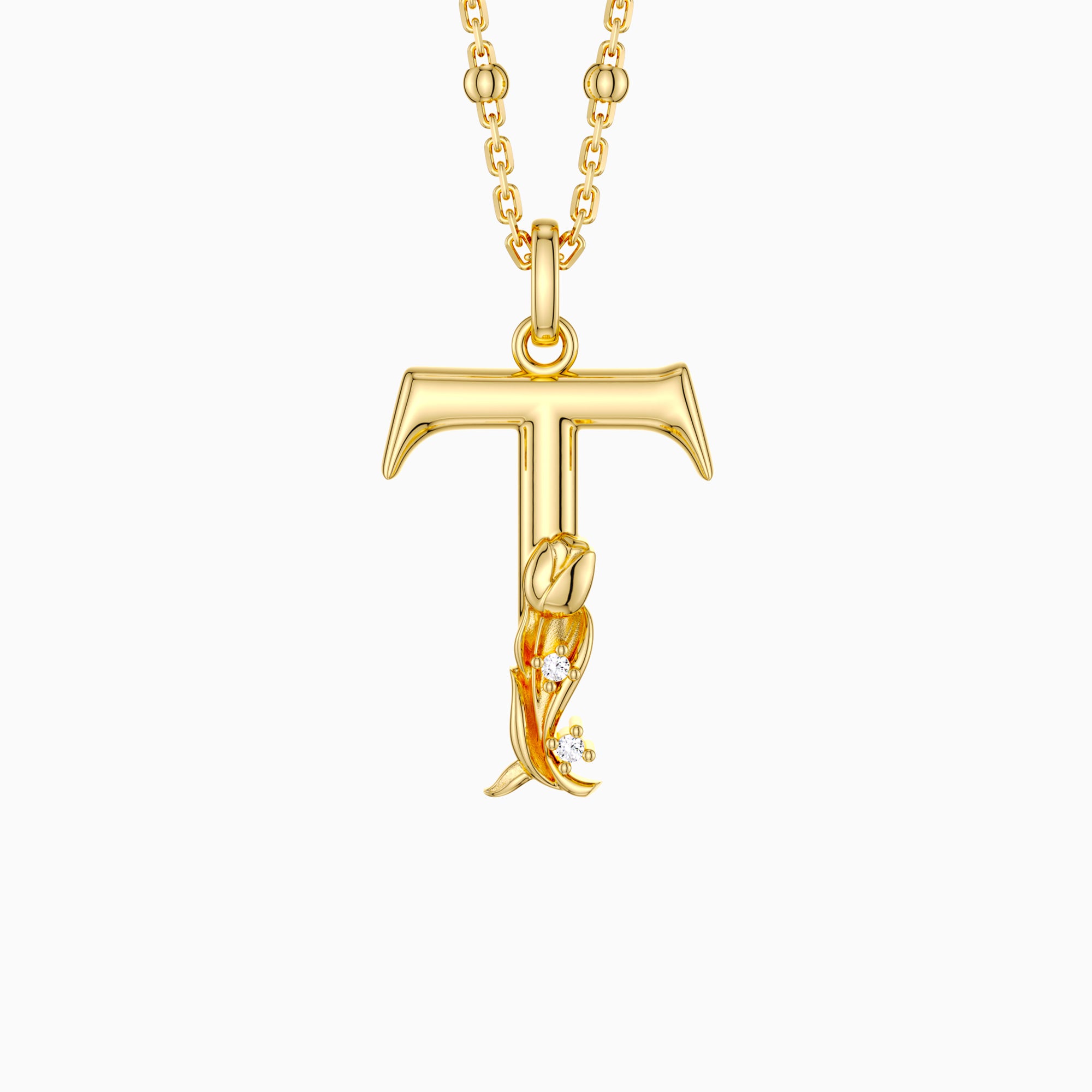 Tulip Blossom Letter T Pendant - vanimy