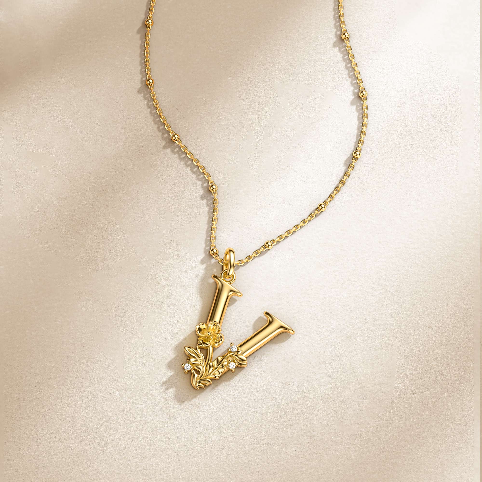 Violet Blossom Letter V Pendant - vanimy