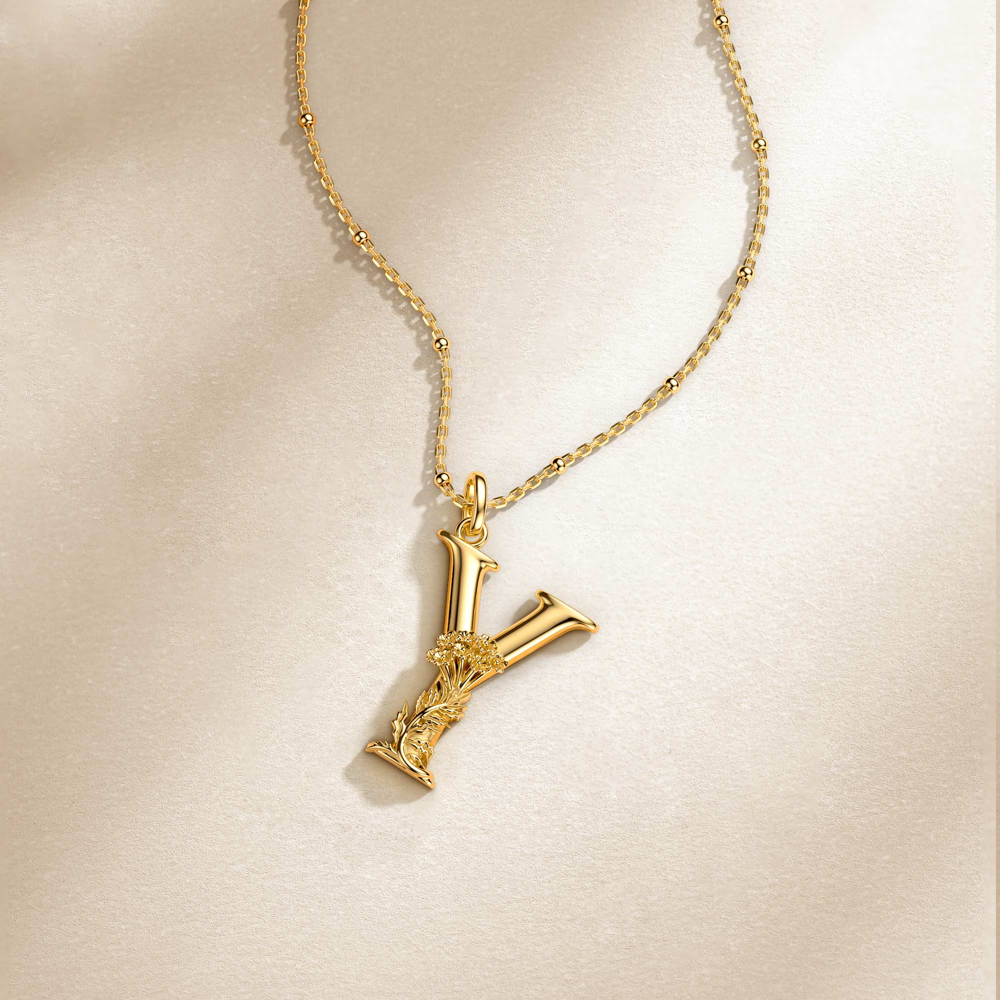 Yarrow Blossom Letter Y Pendant - vanimy
