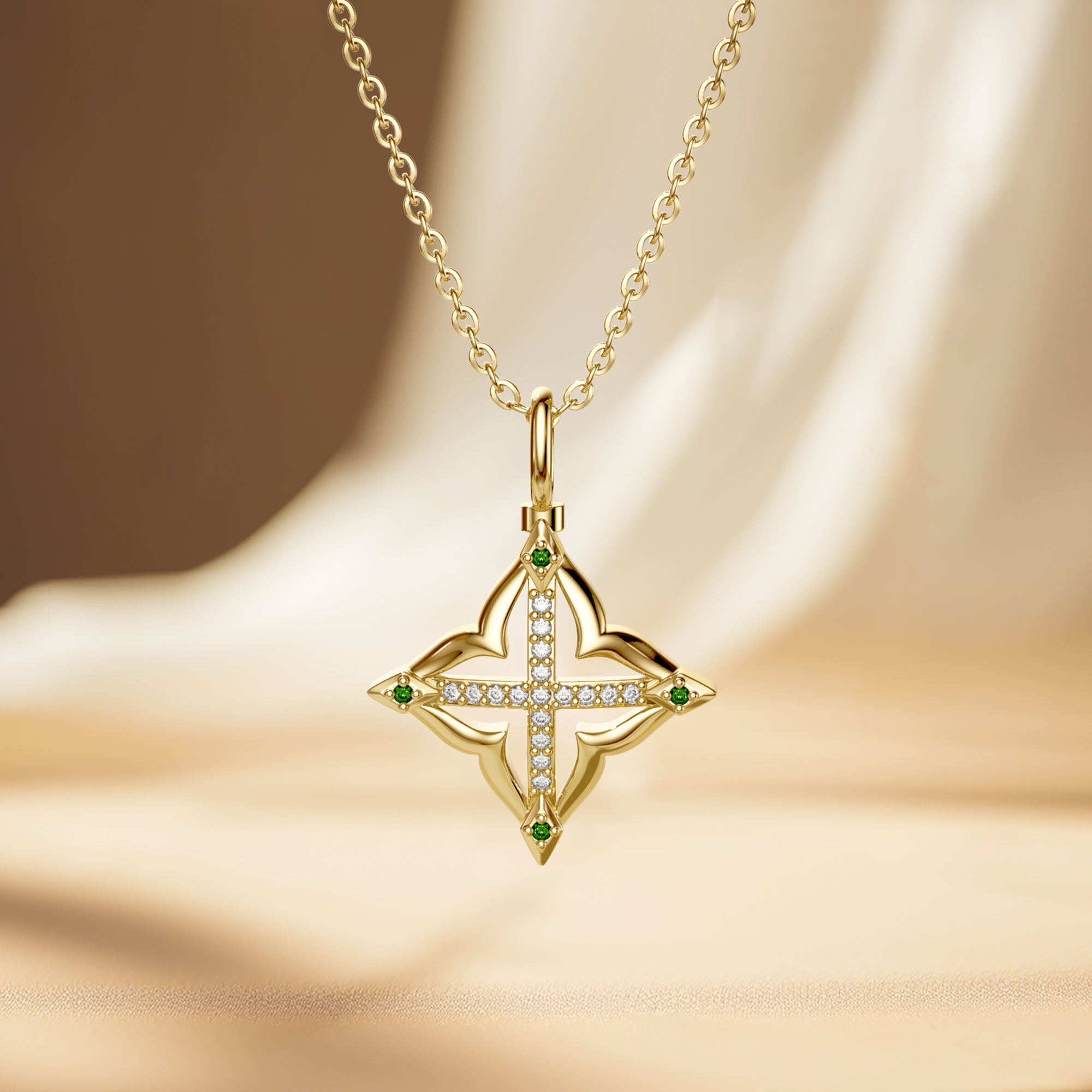 Lucky Four-Leaf Clover Cross Amulet Pendant Necklace - vanimy