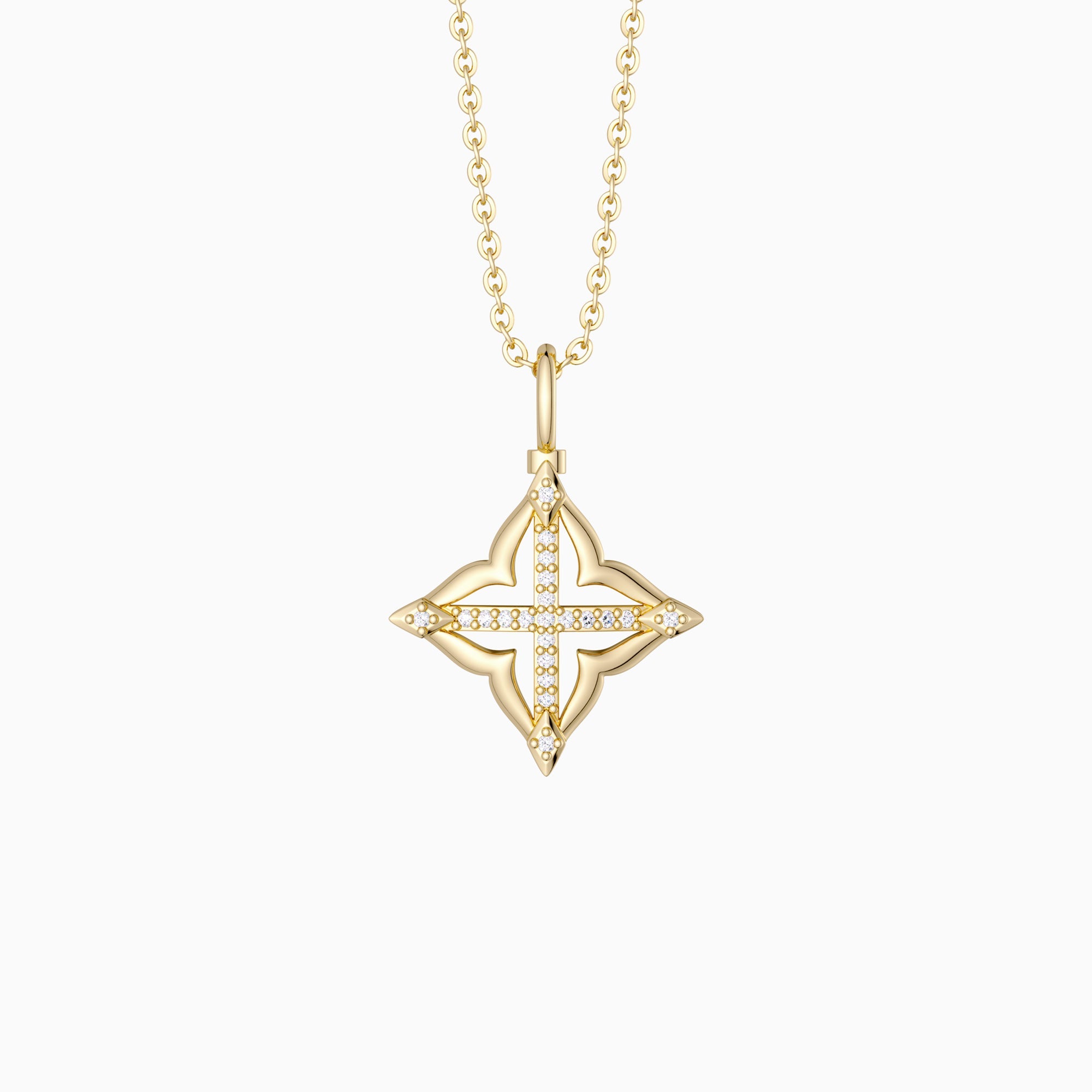 Lucky Four-Leaf Clover Cross Amulet Pendant Necklace - vanimy