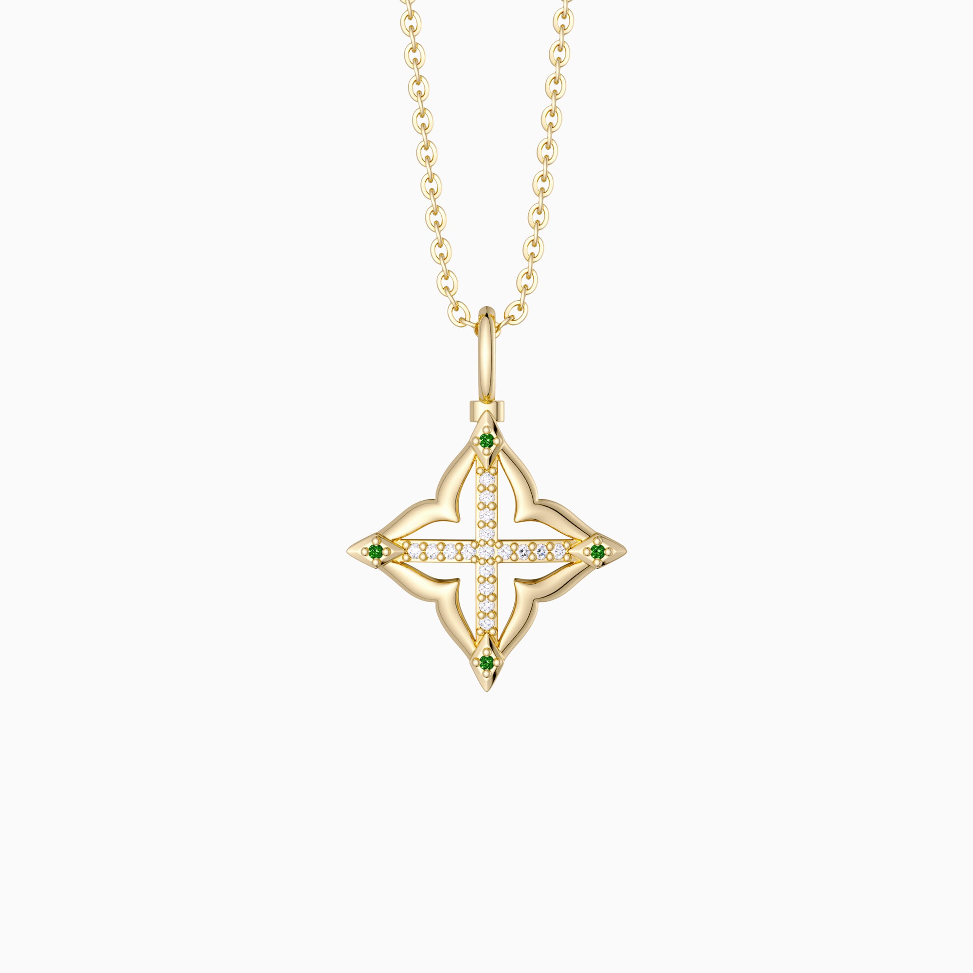Lucky Four-Leaf Clover Cross Amulet Pendant Necklace - vanimy