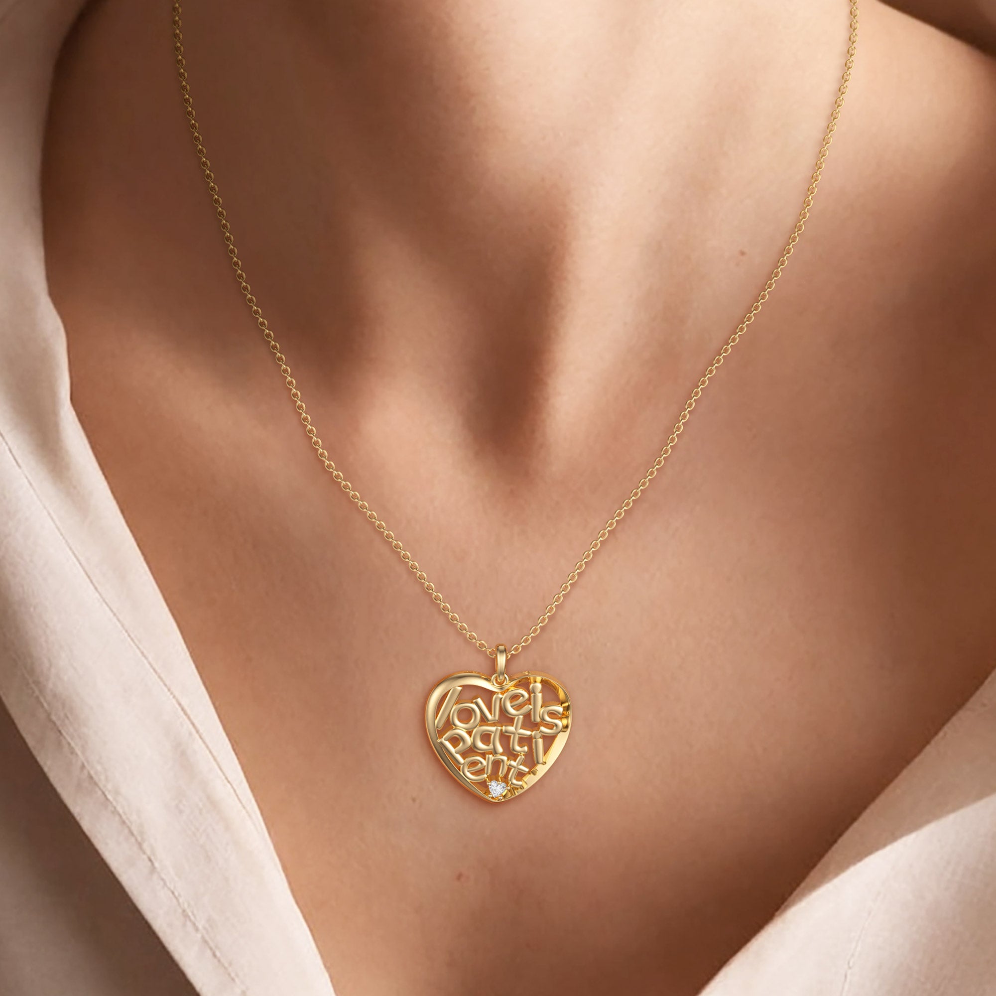 'Love Is Patient' Infinite Love Heart Pendant Necklace - vanimy