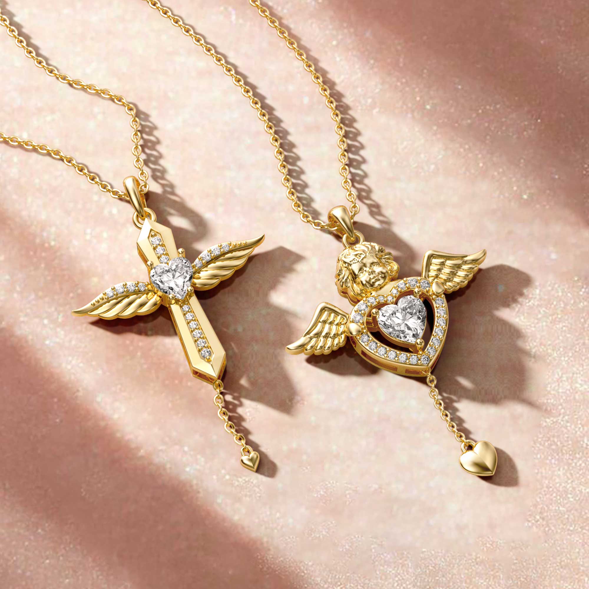 Angel Wings Dancing Love Pendant Necklace - vanimy