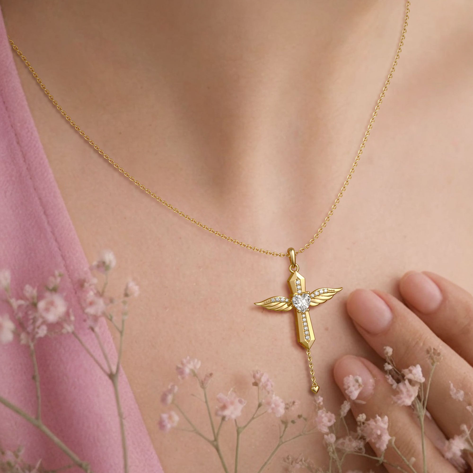Angel Wings Dancing Love Pendant Necklace - vanimy