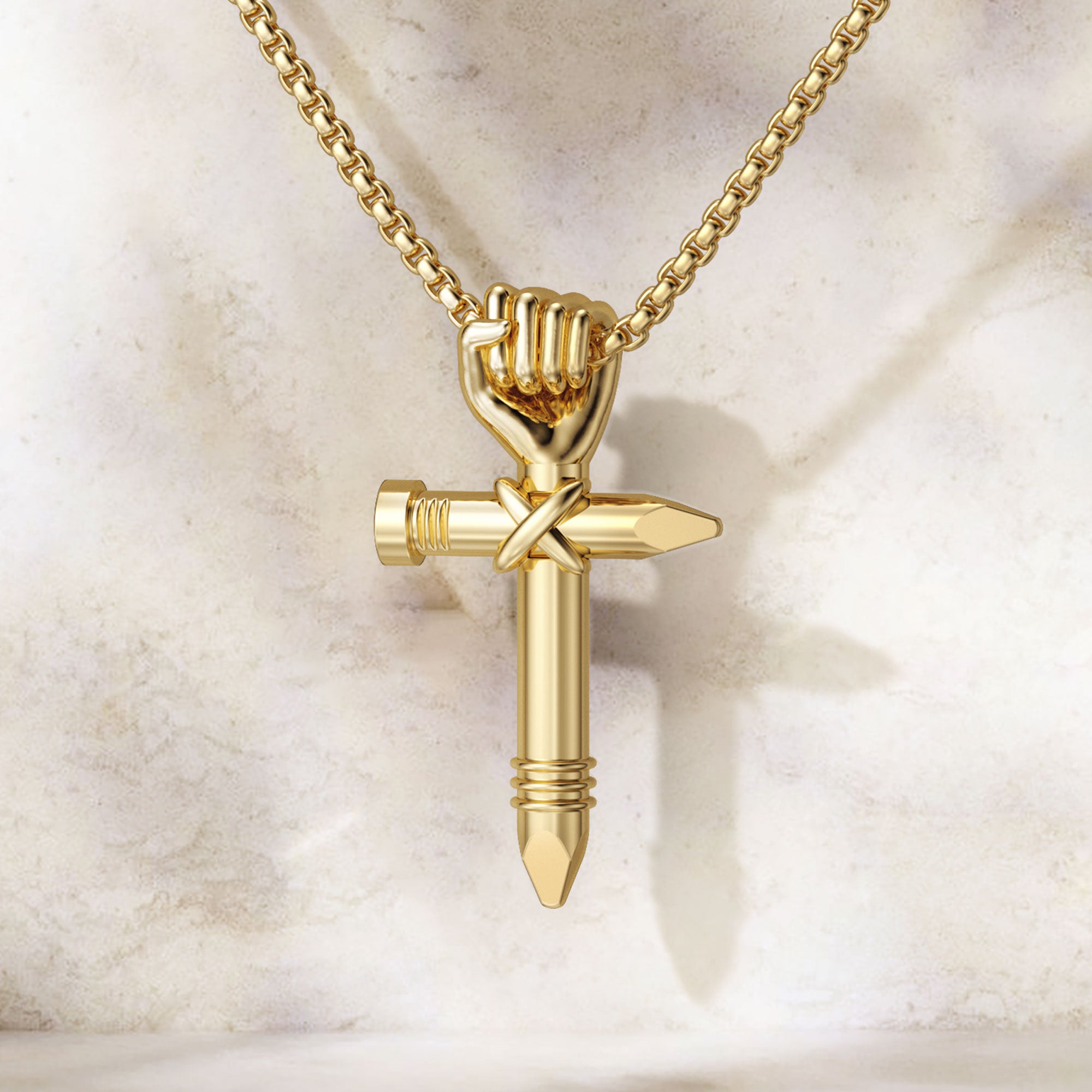 Unity Fist Cross Pendant Necklace - vanimy