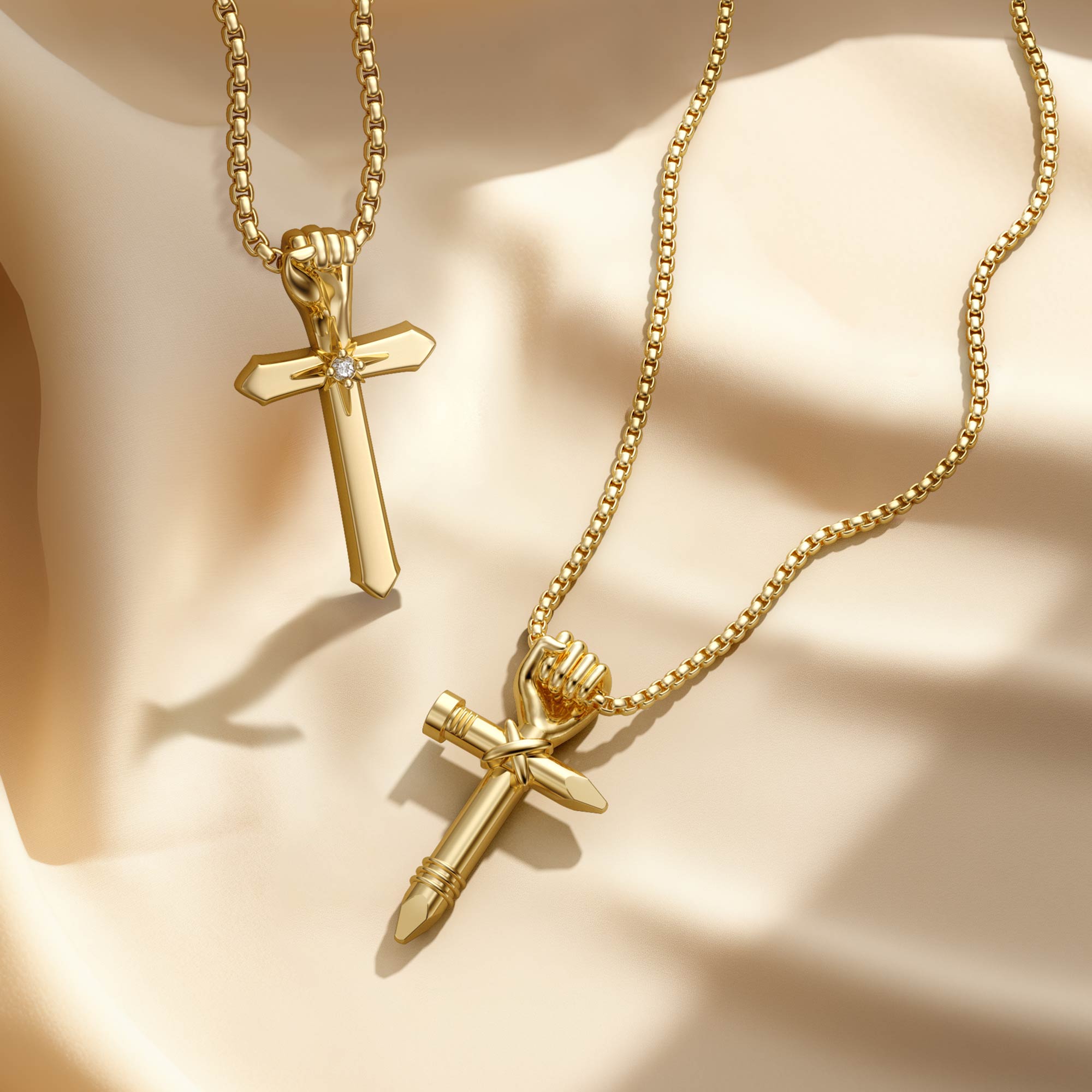 Unity Fist Cross Pendant Necklace - vanimy