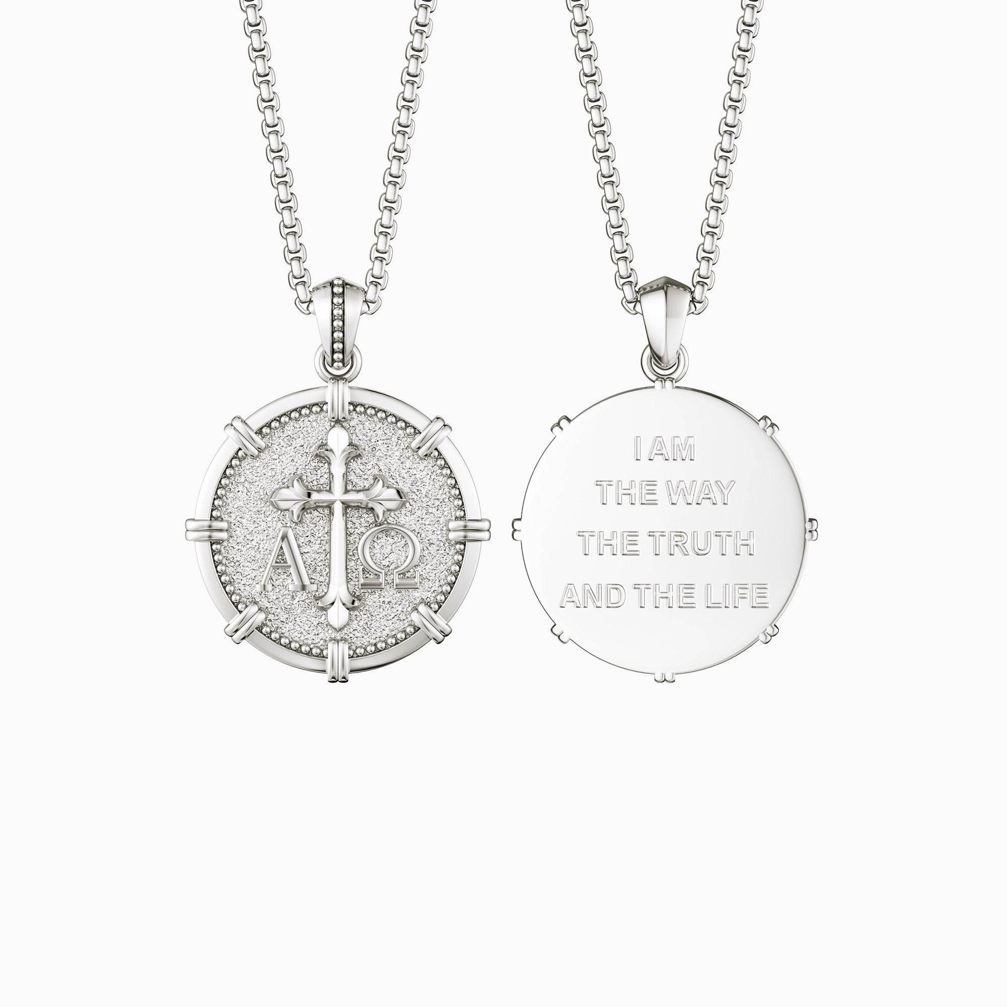 Alpha Omega Fleur-de-Lis Cross Medallion Necklace - vanimy