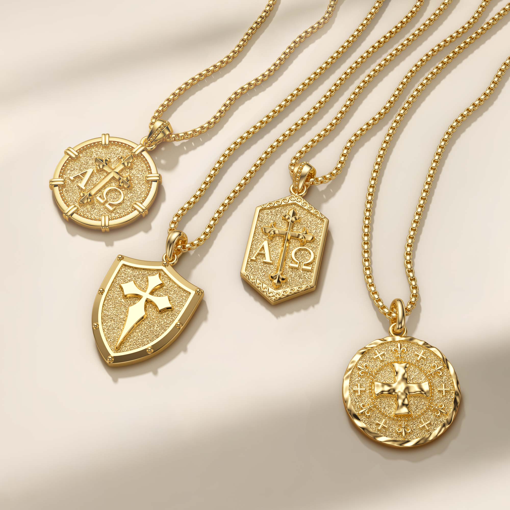 The Guardian Shield Cross Protection Pendant Medallion Necklace - vanimy